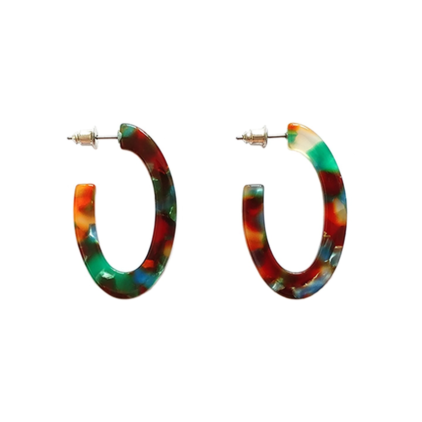 Brower Open Oval Hoops in Blue Swirl
