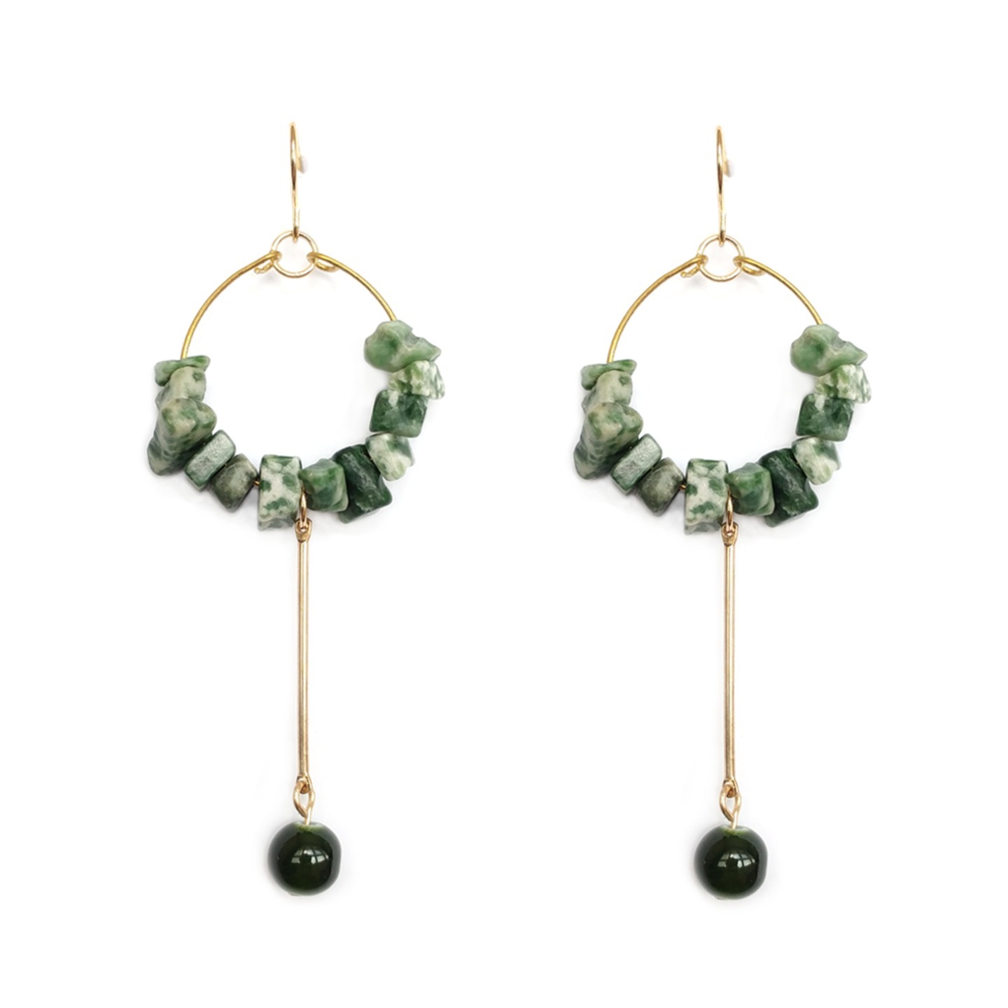 Uli Aventurine Drop Earrings in Dark Green