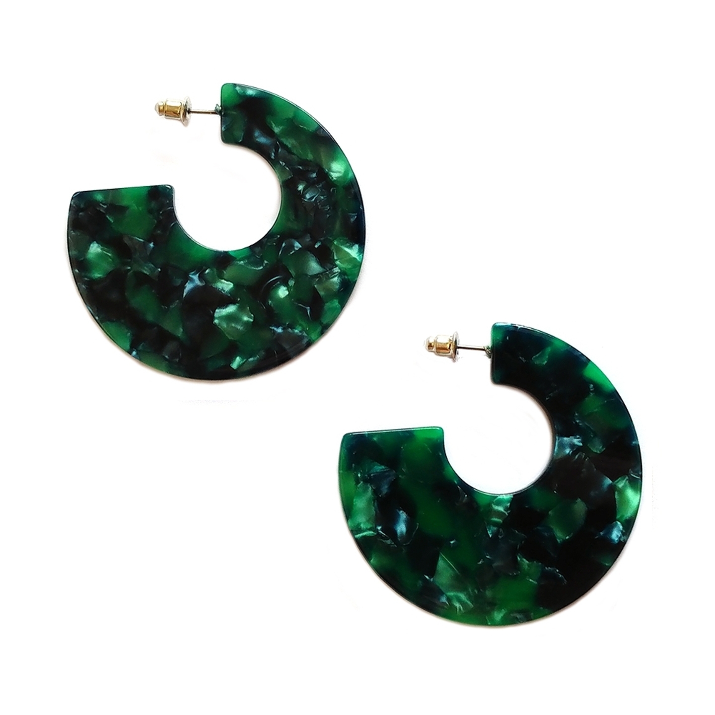 Ultra Speckled Resin Hoops in Emerald
