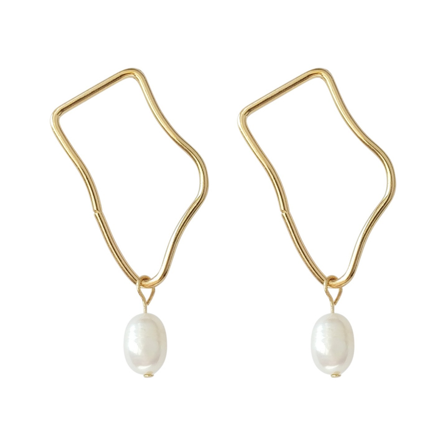 Rothery Irregular Pearl Drop Earrings in Gold