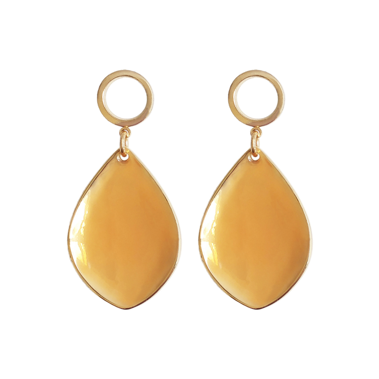 Elina Enamel Pear Shape Earrings in Honey
