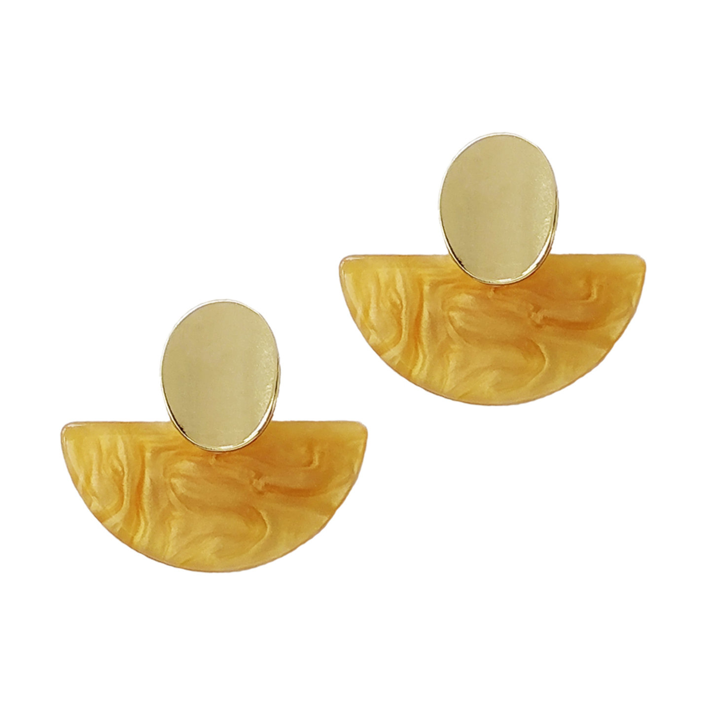Juliette Half Moon Resin Earrings in Beige