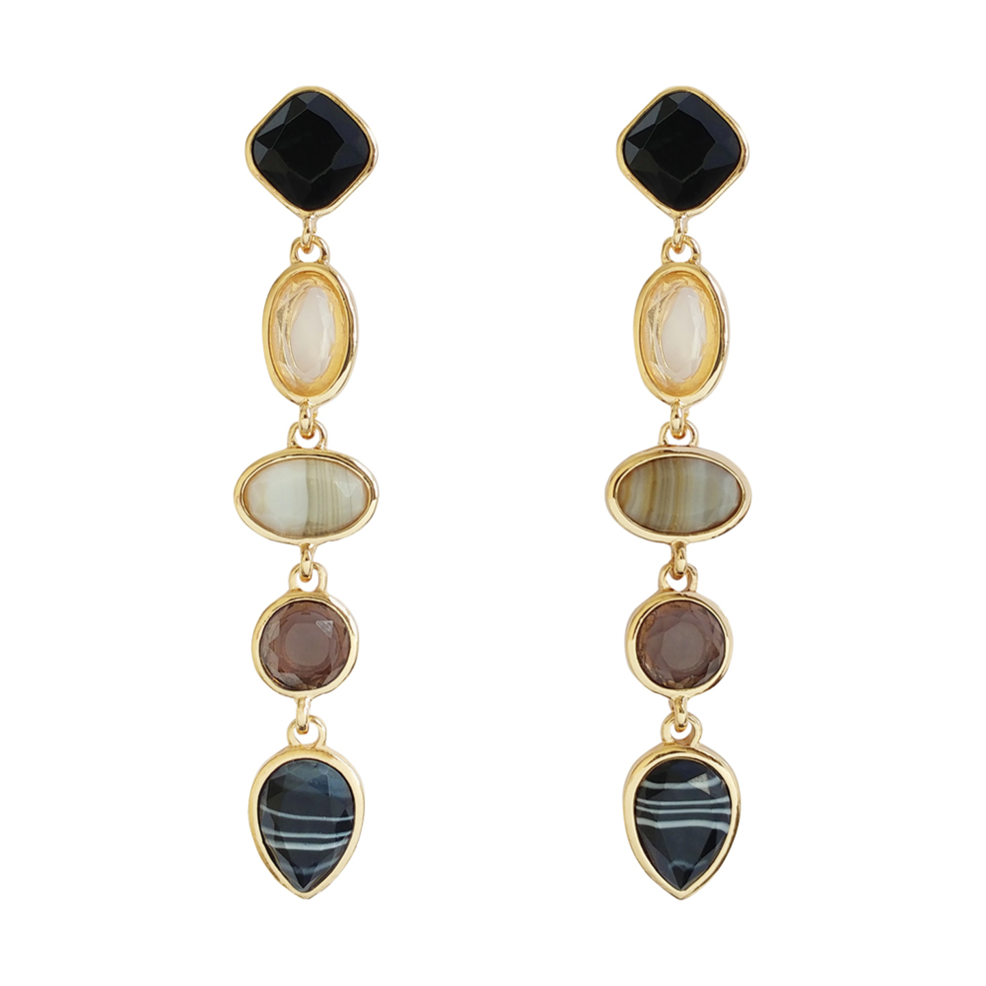 Brooklyn Mixed Geometric Gem Drop Earrings