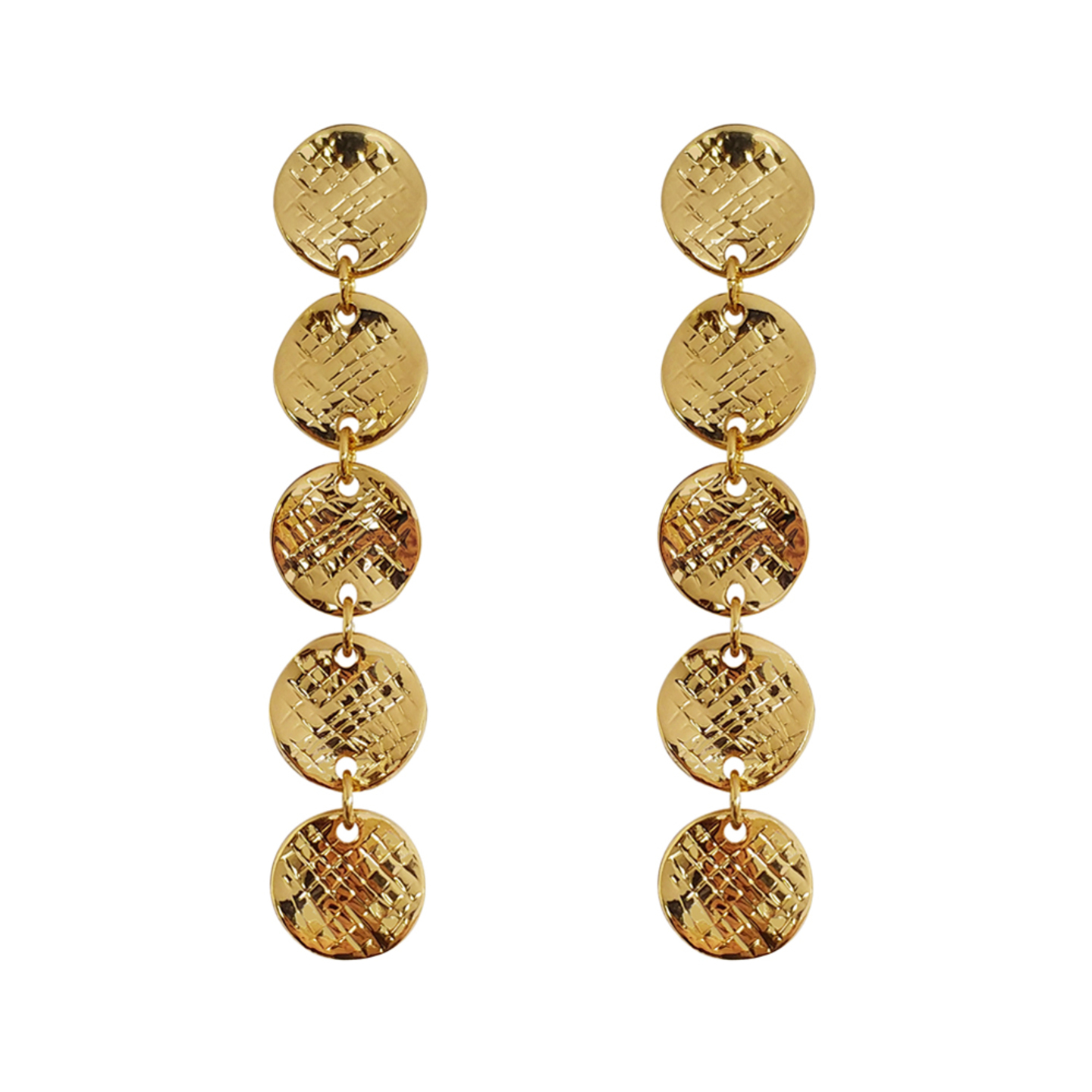Chandia Textured Sequin Earrings in Gold