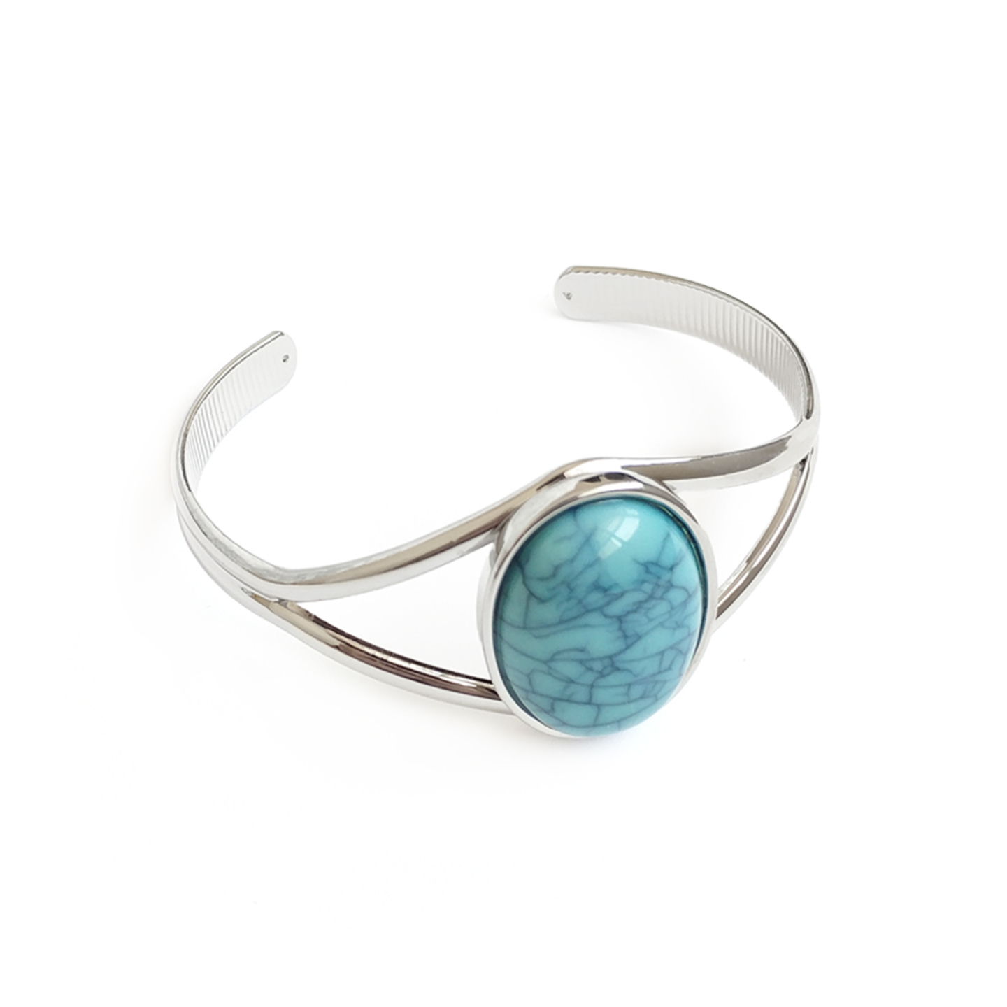Torina Statement Cuff Bangle in Teal Marble