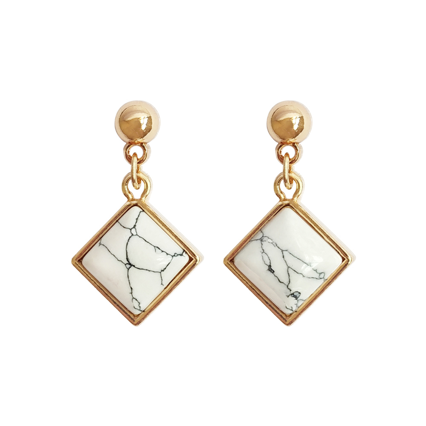 Oaklynn Diamond Marble Earrings in White