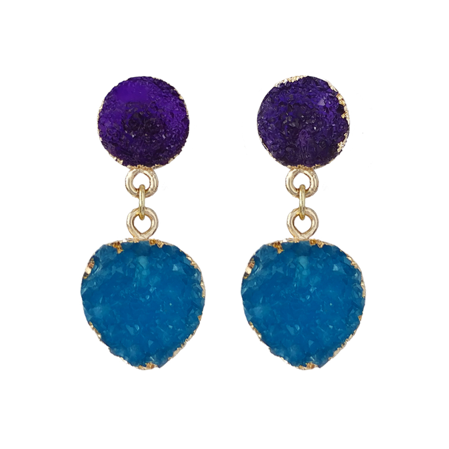 Marguerite Raw Crystal Earrings in Ocean