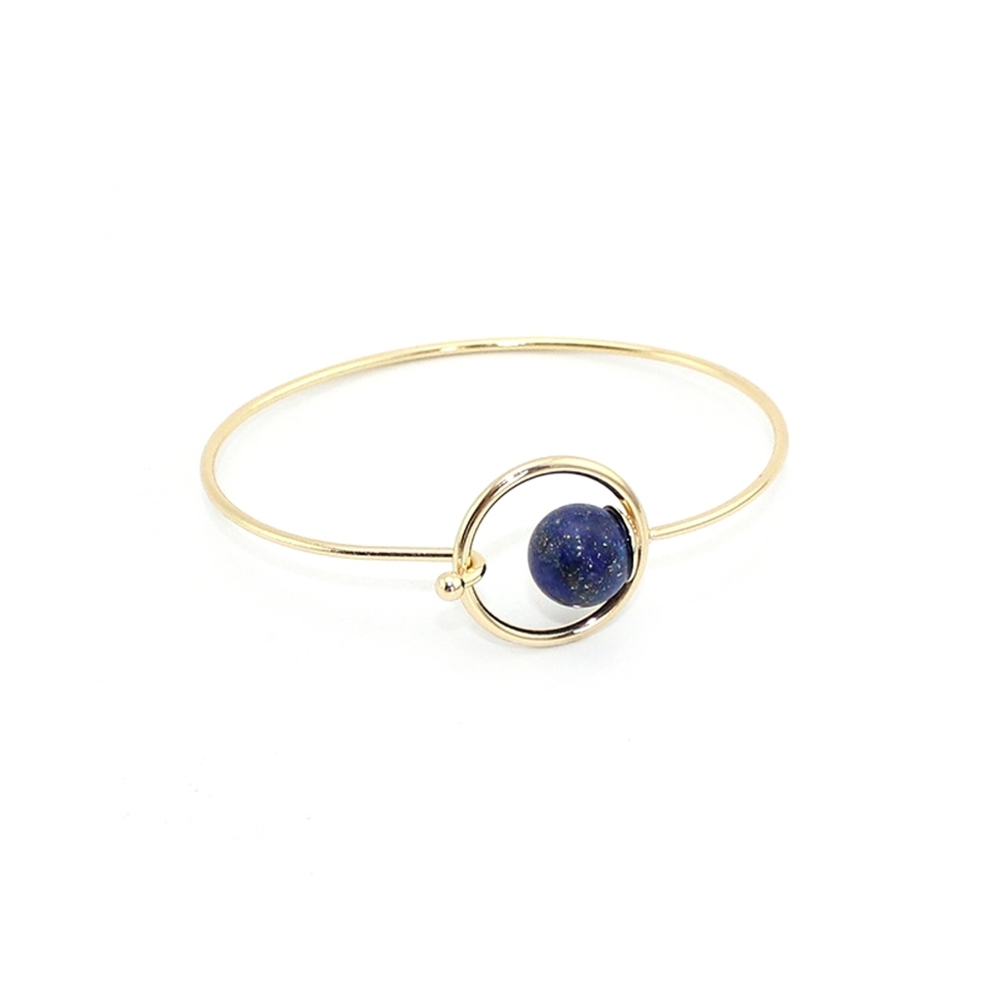 Keton Round Stone Lock Bangle in Lapis