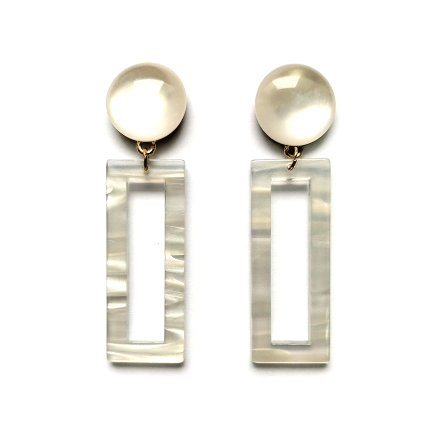 Mycena Resin Frame Earrings in White-Grey