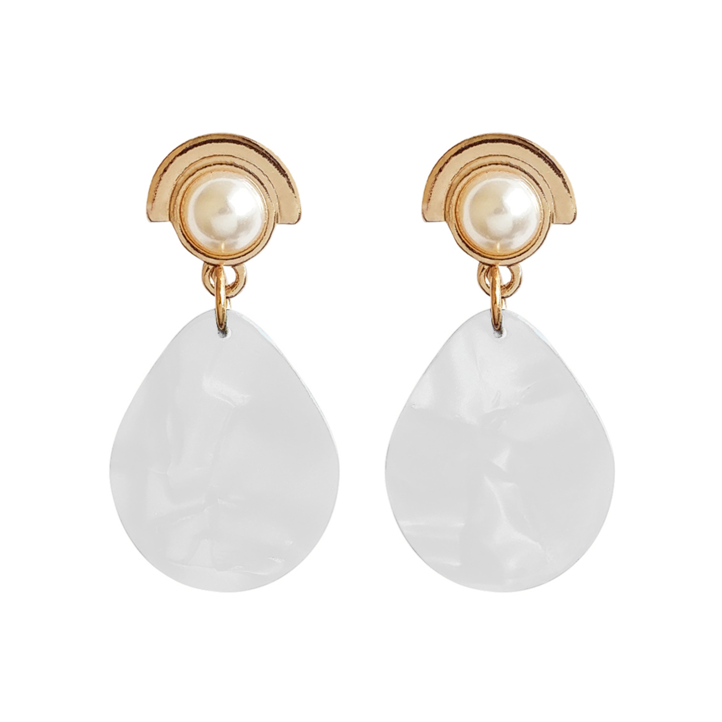 Esme Pearl Teardrop Resin Earrings in White