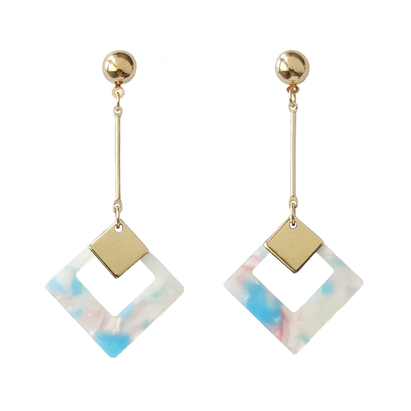Diamonique Resin Drop Earrings in Cotton Candy