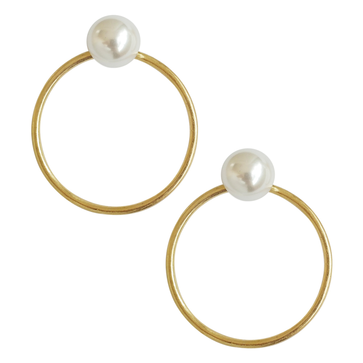 Claudia Pearl Front Hoop Earrings in Gold