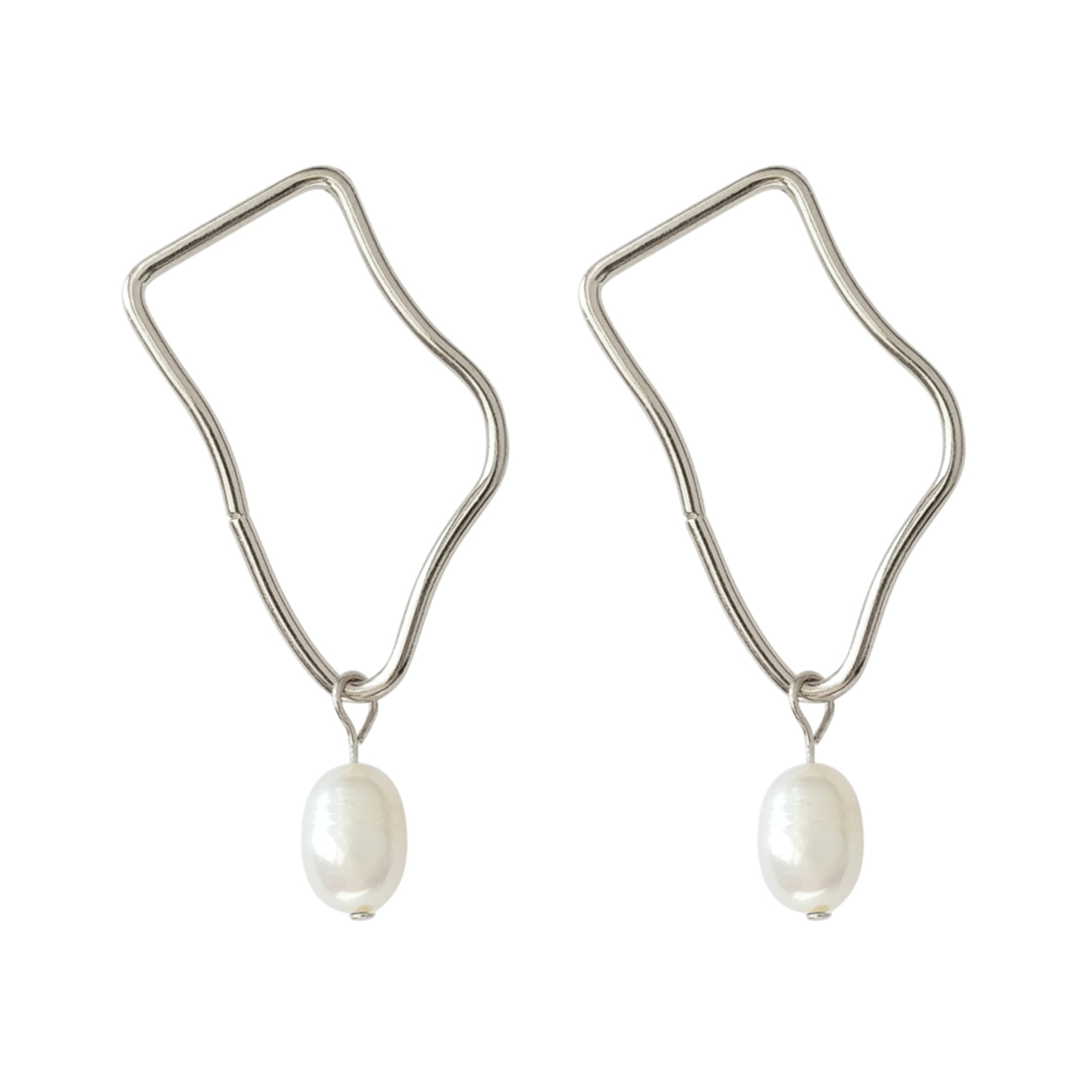 Rothery Irregular Pearl Drop Earrings in Silver