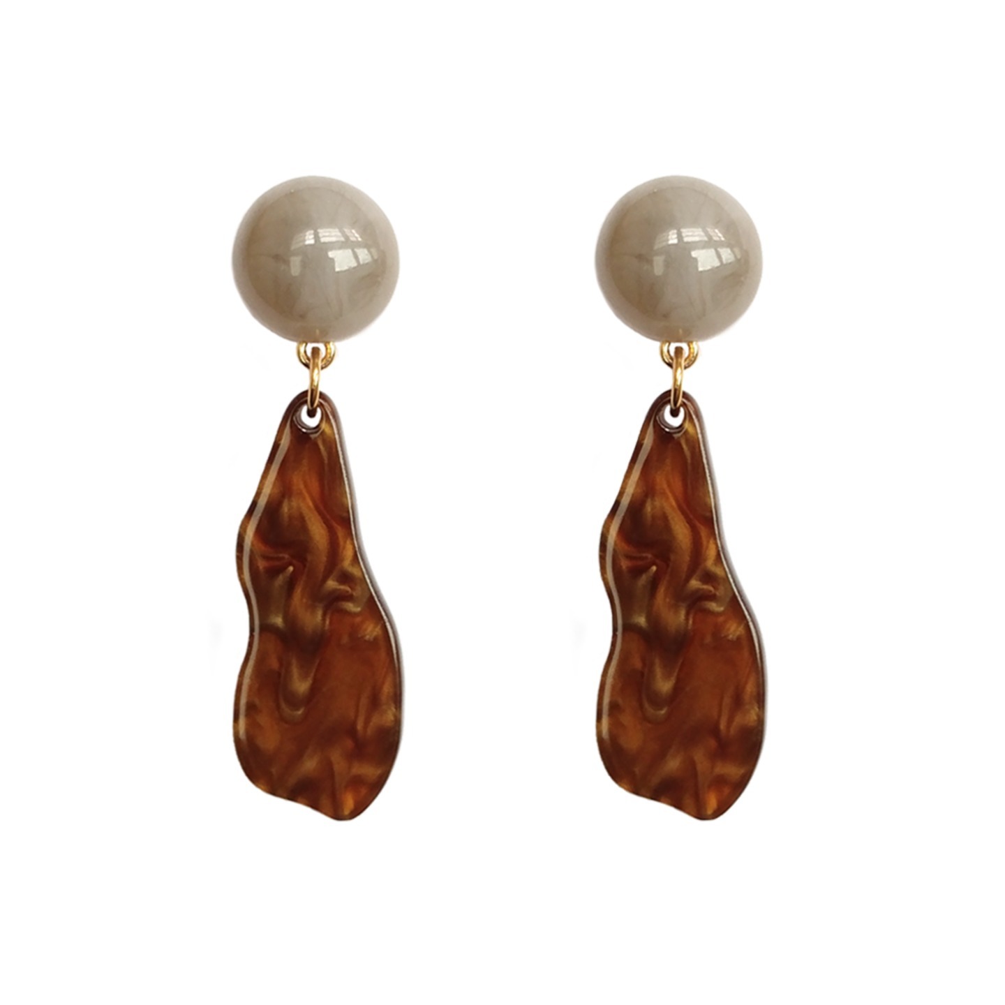 Calhoun Irregular Resin Earrings in Brown