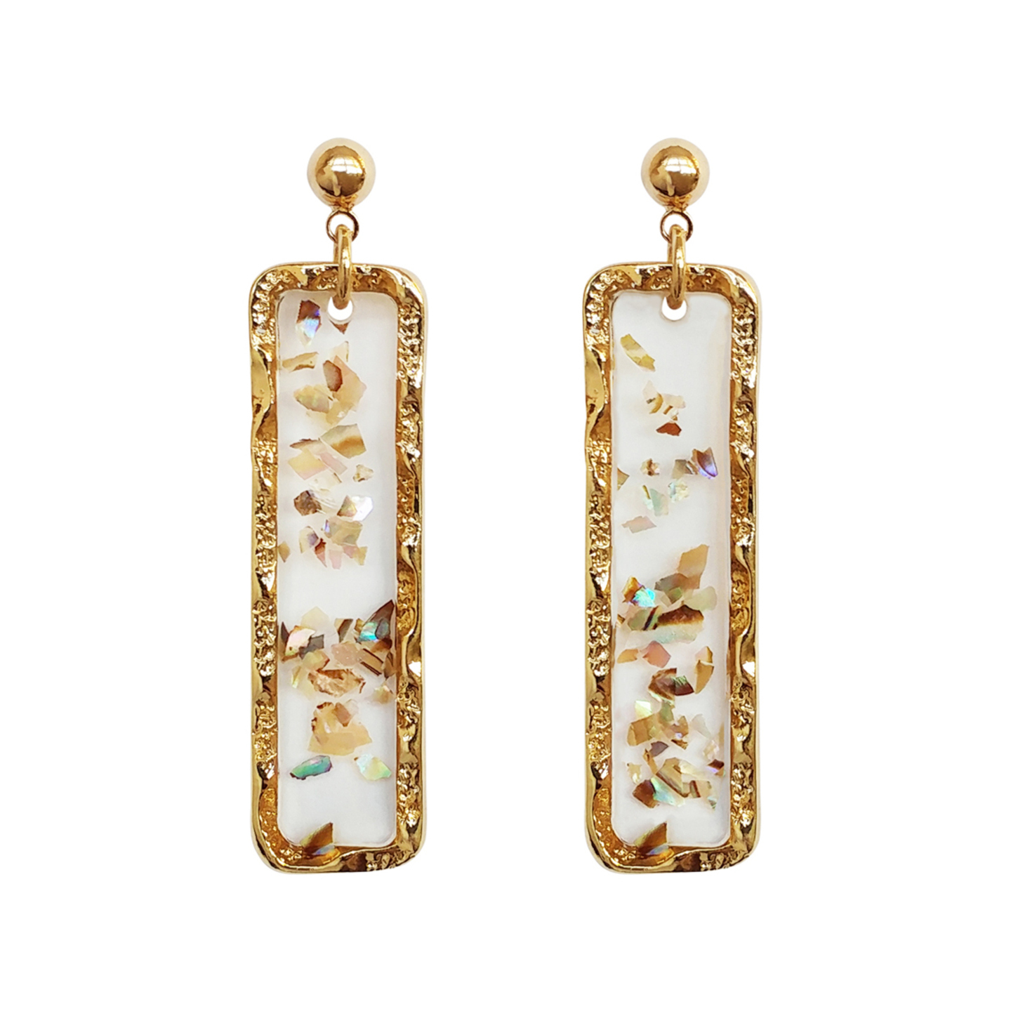 Amina Gold Flecked Bar Earrings