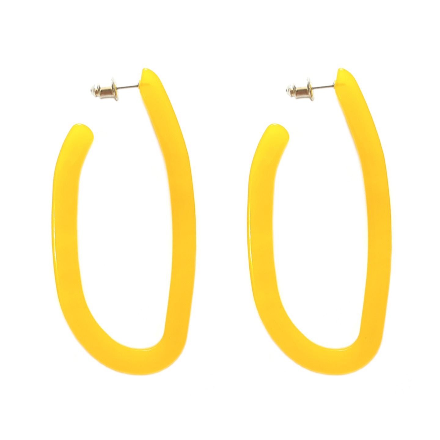 Coryn Oblong Open Hoops in Yellow