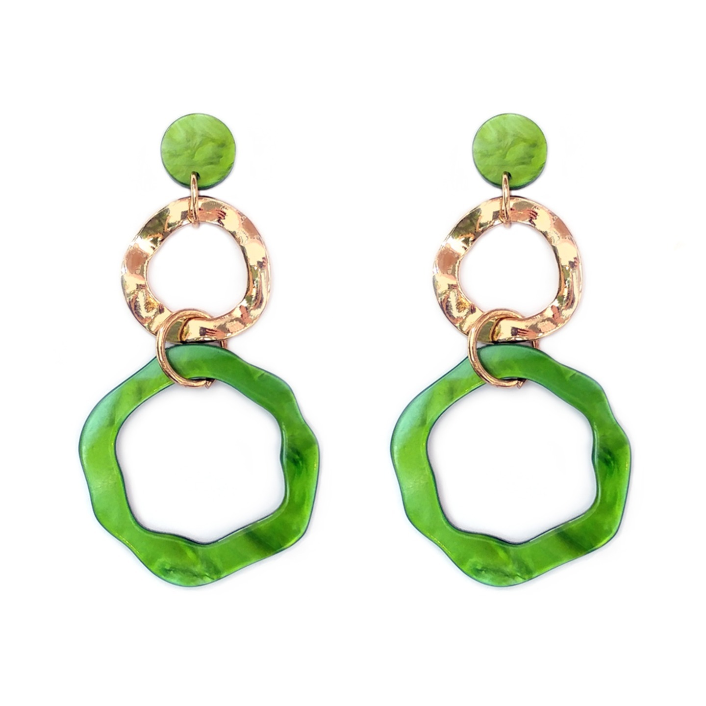 Tamani Alternating Hoop Drop Earrings in Green