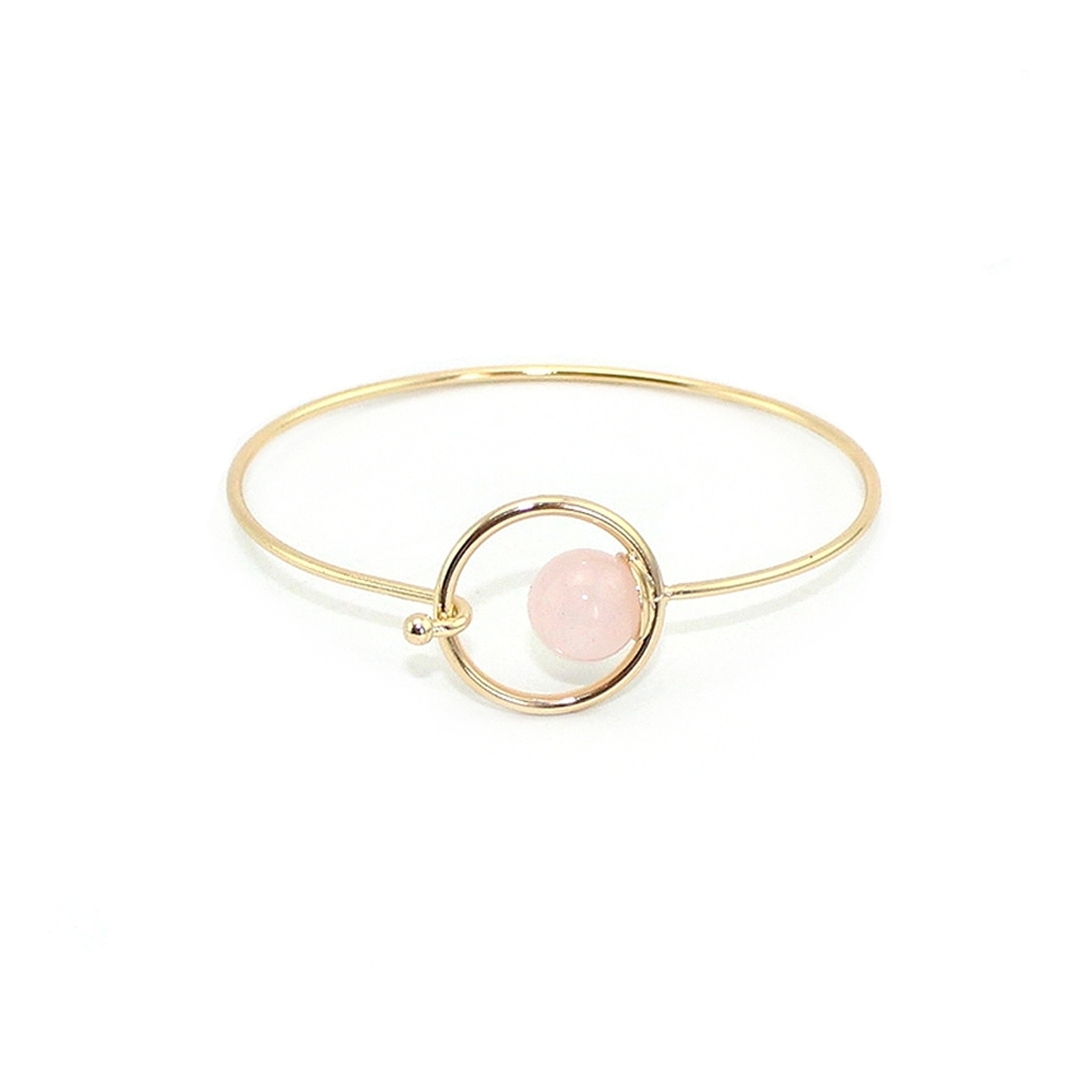 Keton Round Stone Lock Bangle in Rose Quartz