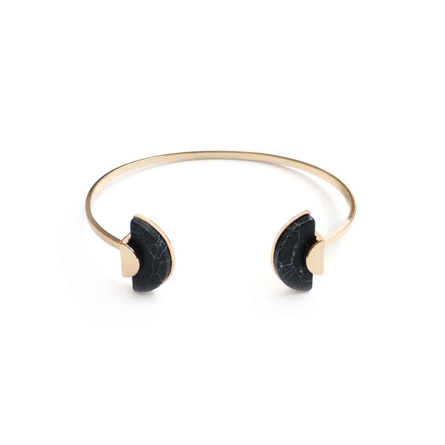 Demot Fan Open Cuff Bangle in Black