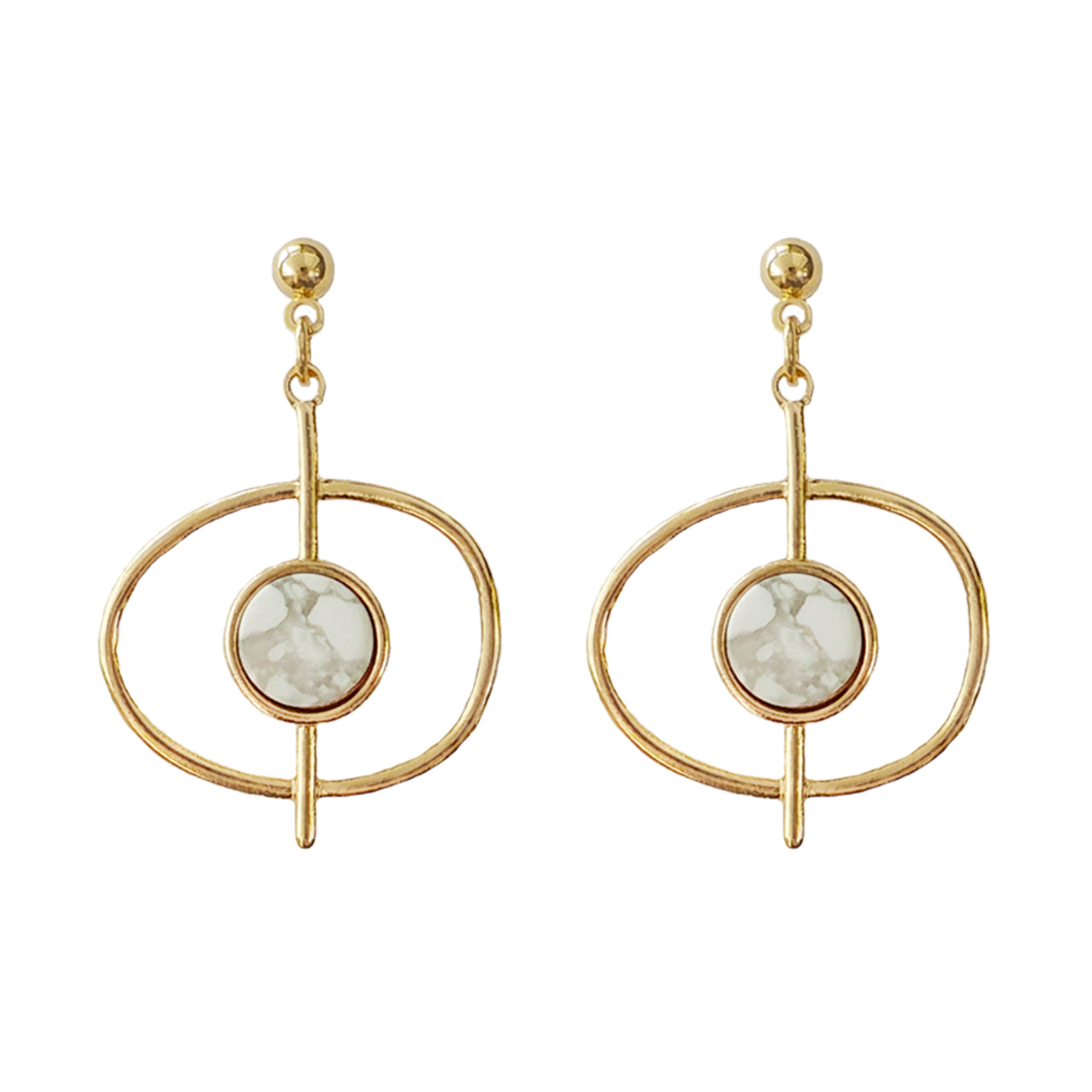Perla Equator Earrings in White Marble