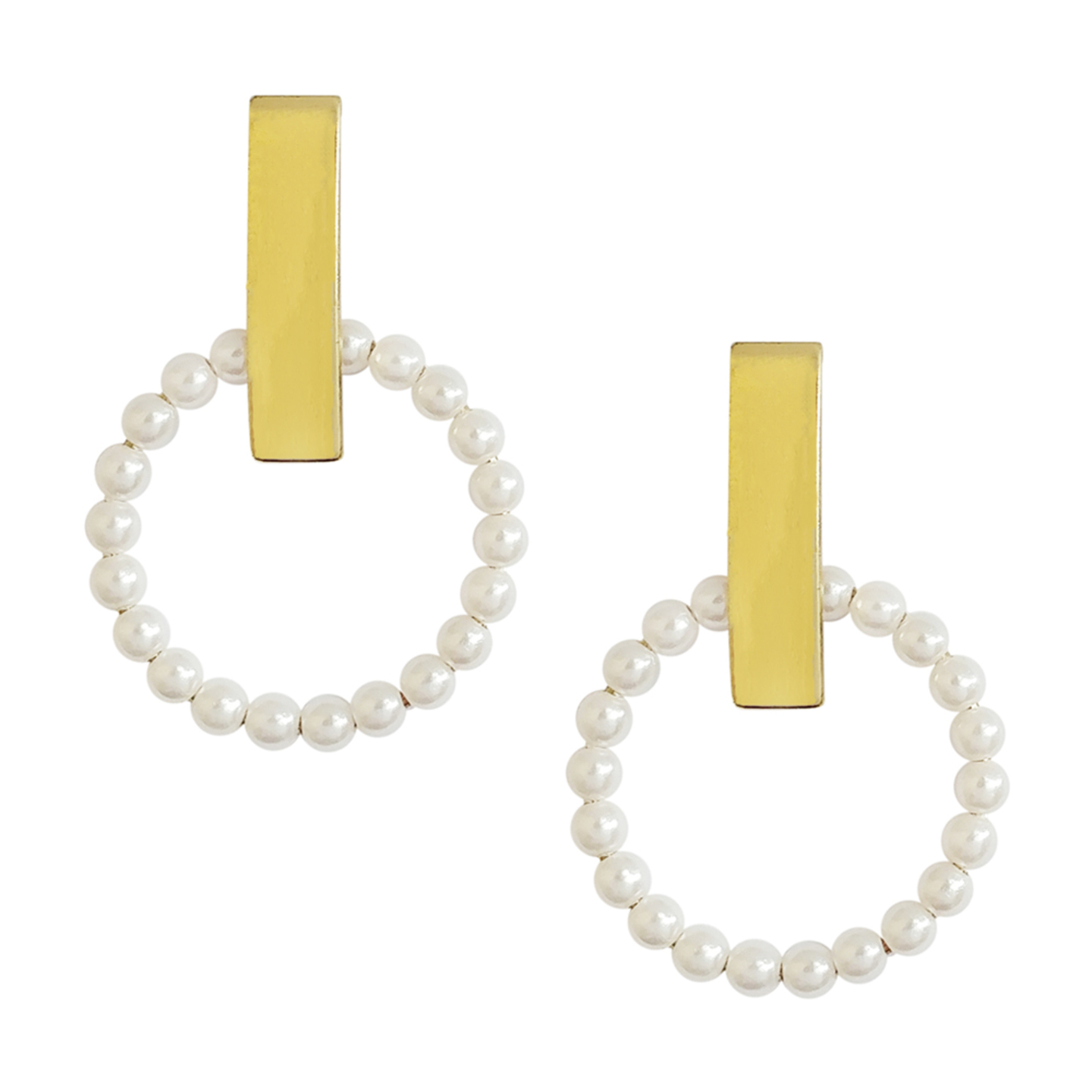 Posie Pearl Circle and Bar Earrings