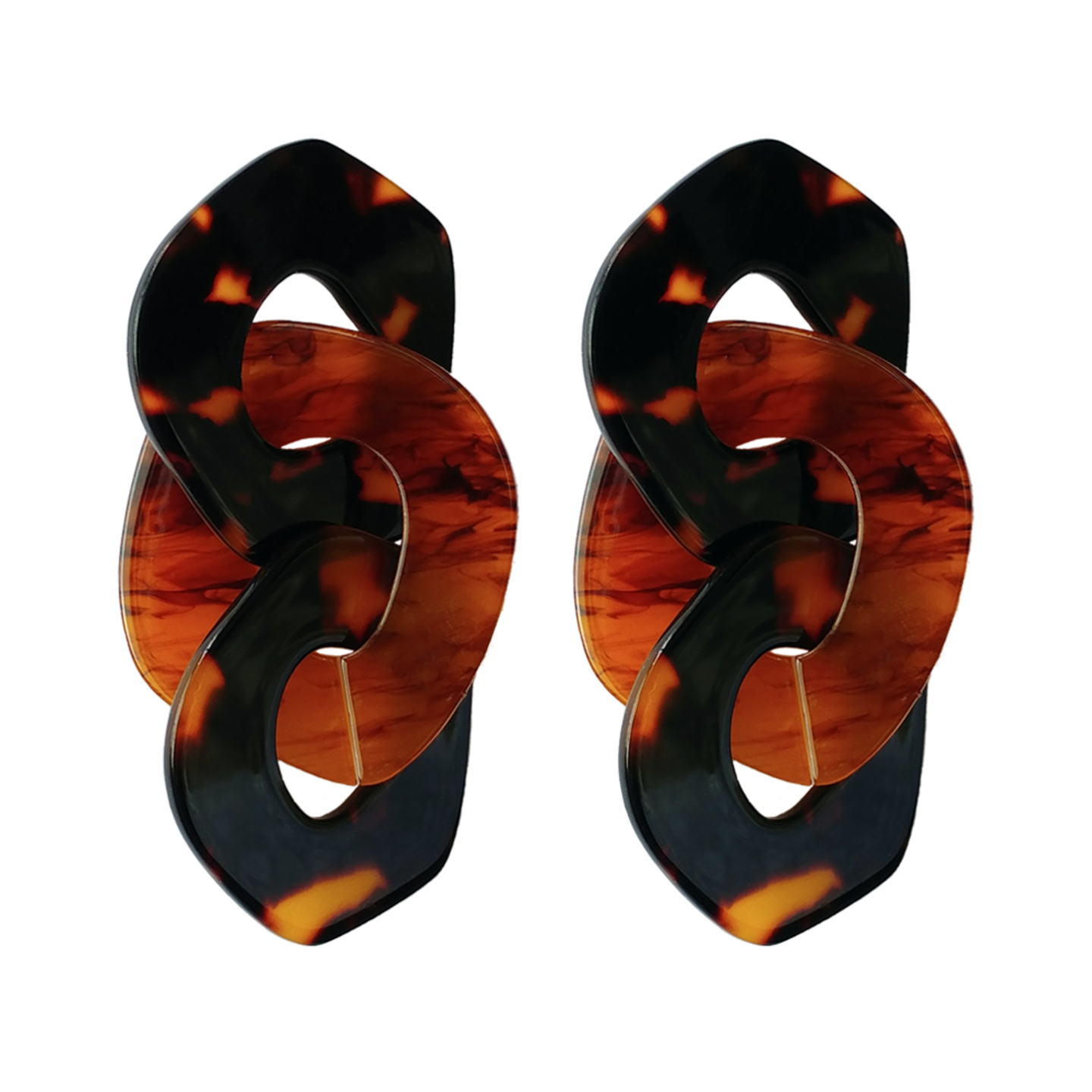 Riley Tortoiseshell Resin Chain Link Earrings