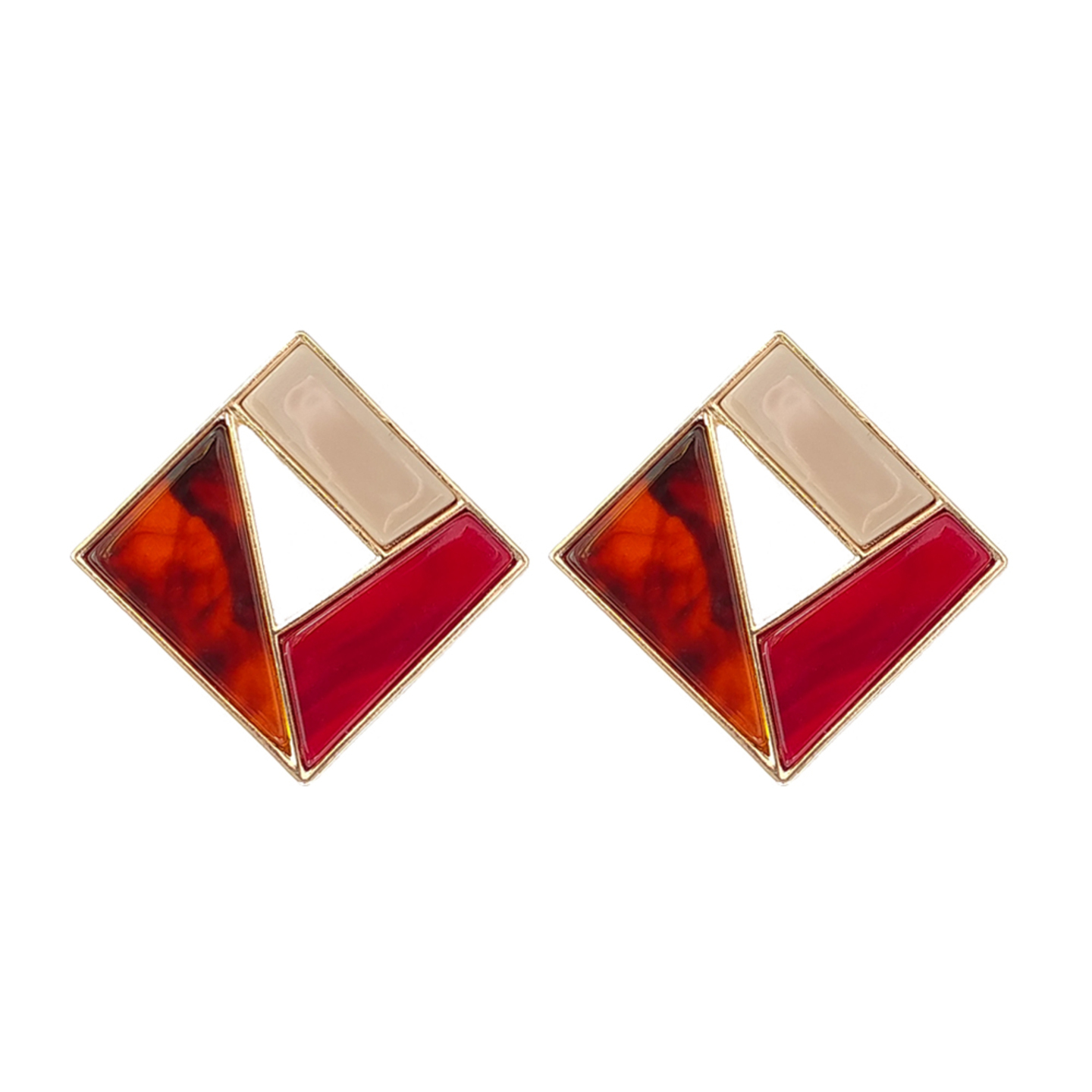 Winifred Geometric Colourblock Studs in Amber