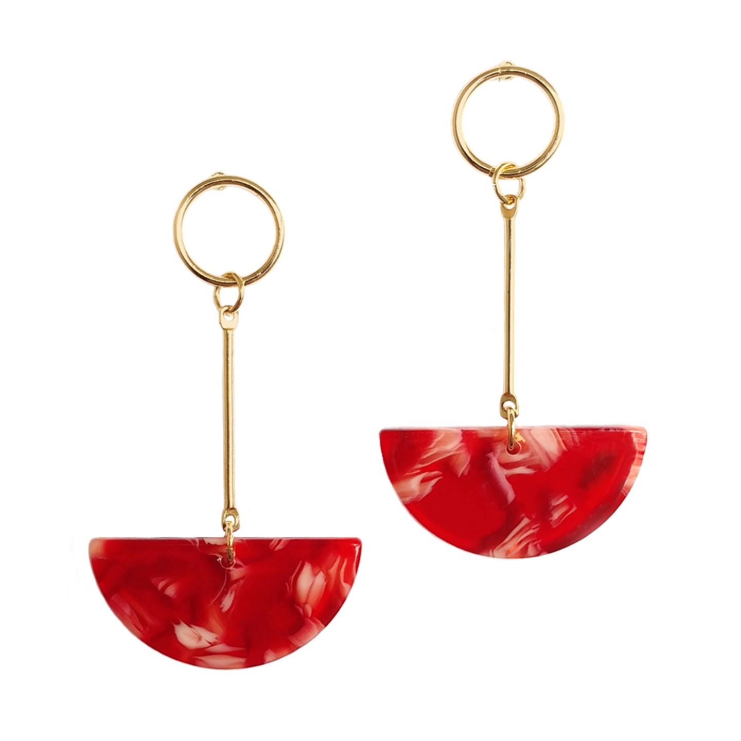 Elezra Fan Drop Earrings in Red