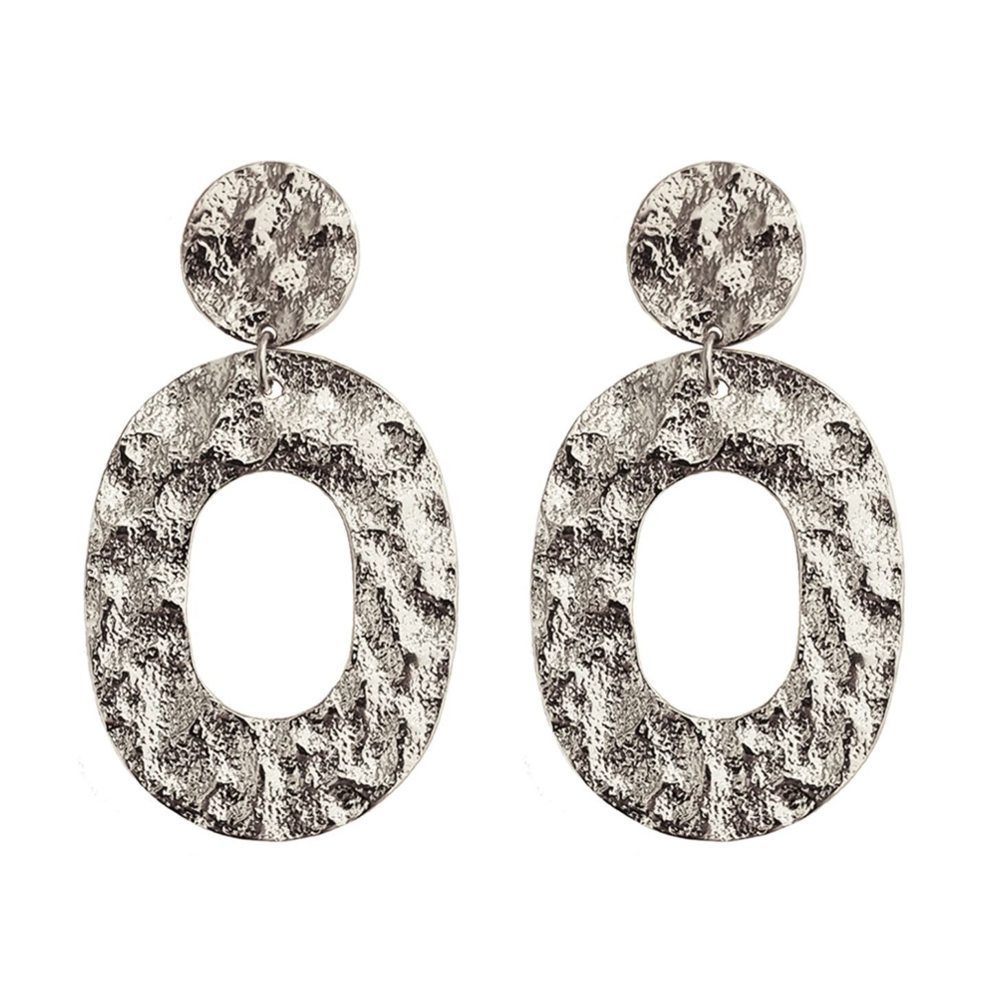 Orion Hammered Statement Earrings in Silver