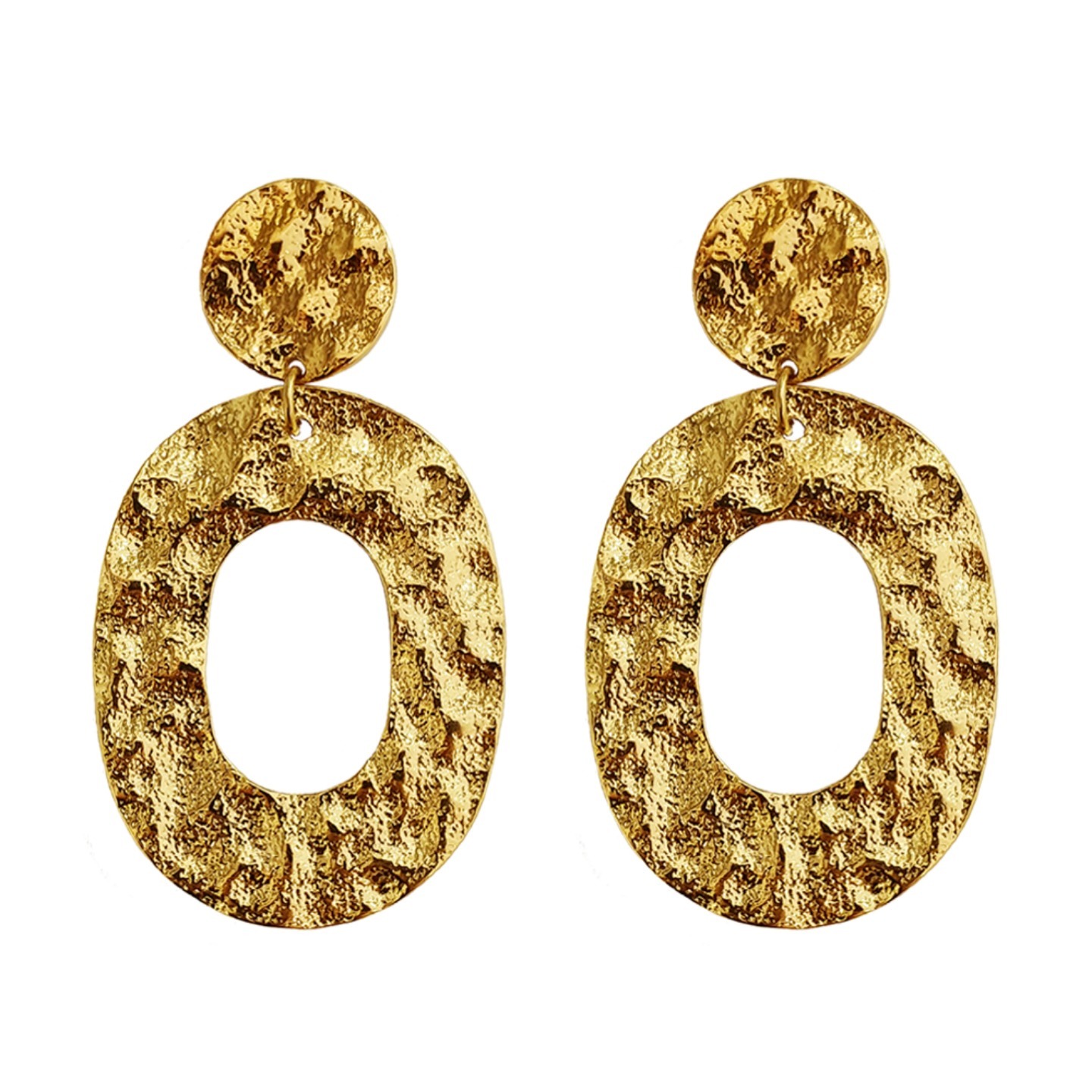 Orion Hammered Statement Earrings in Gold