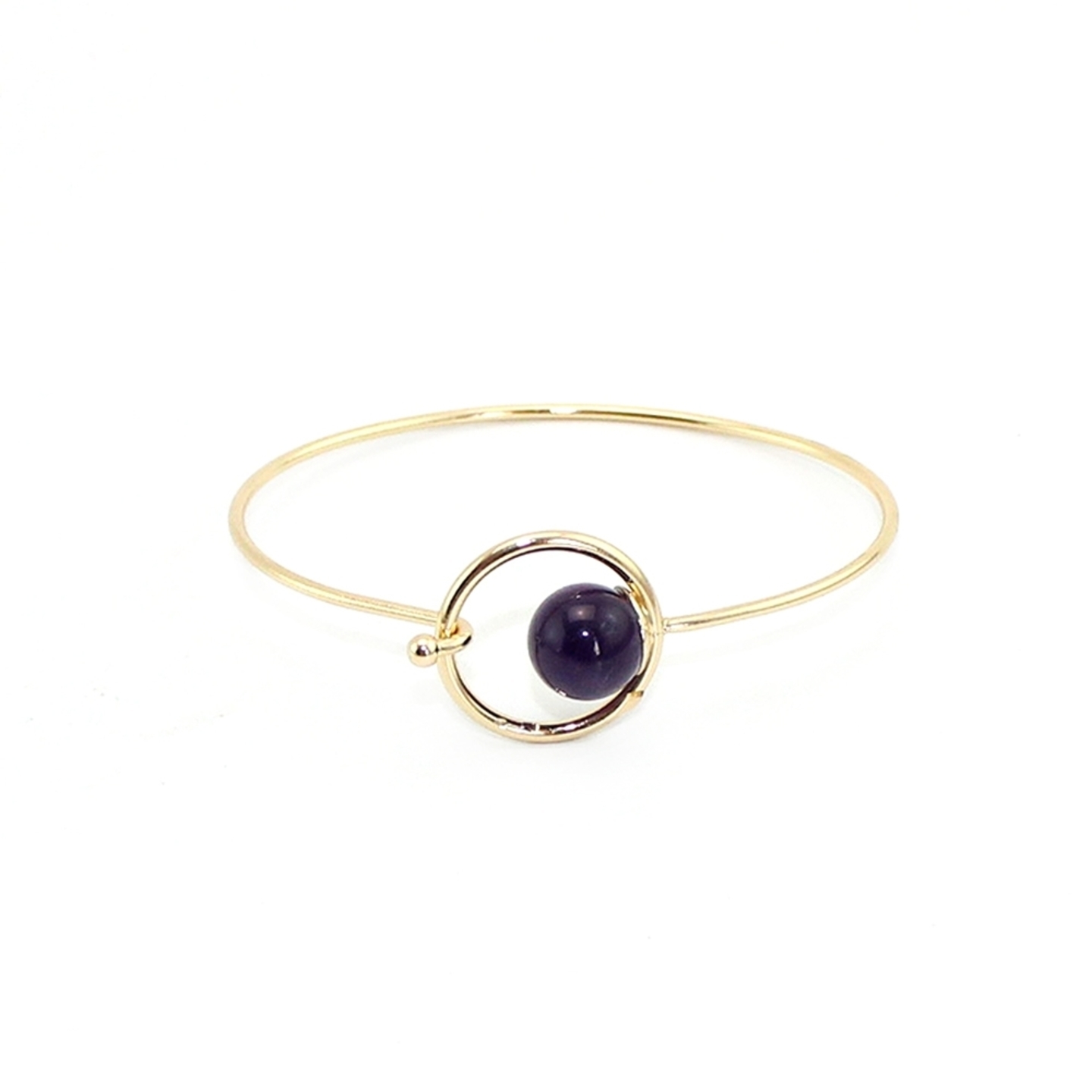 Keton Round Stone Lock Bangle in Smokey Quartz