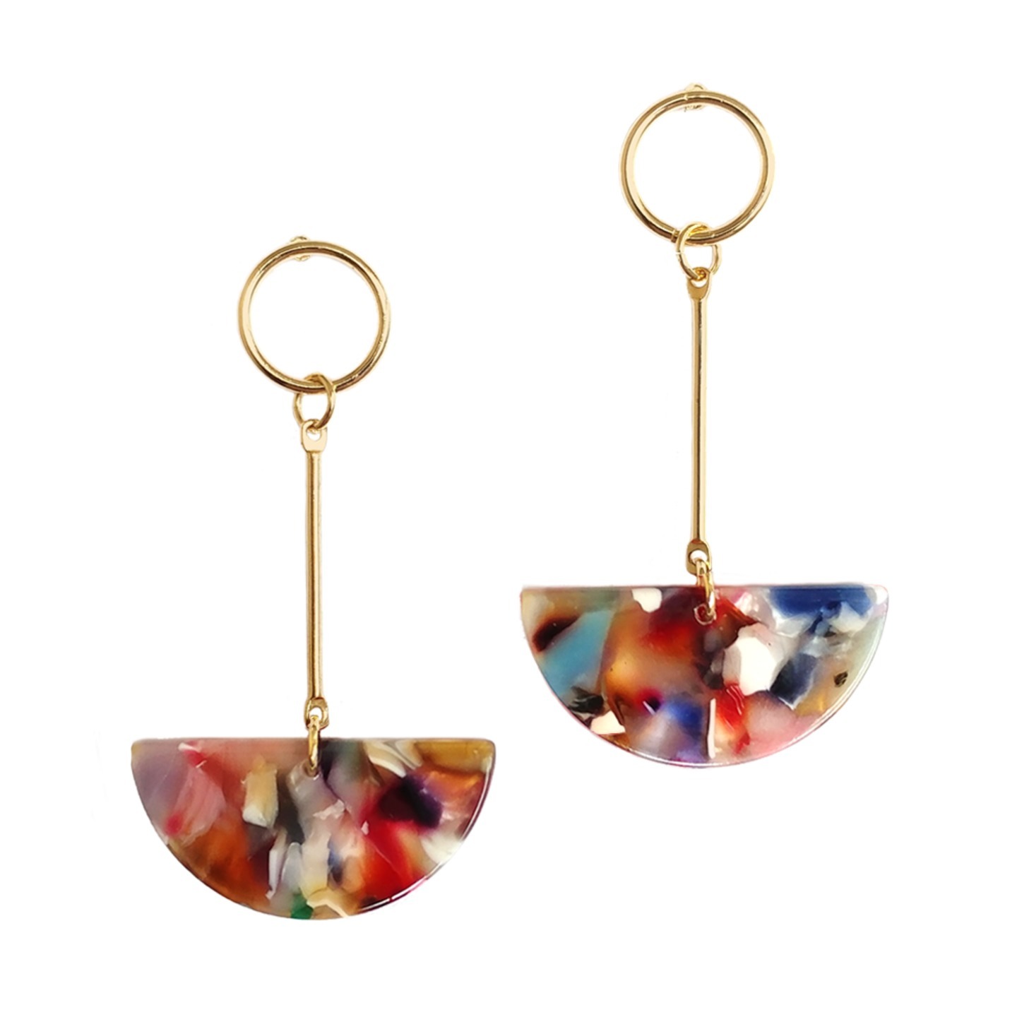 Elezra Fan Drop Earrings in Multi