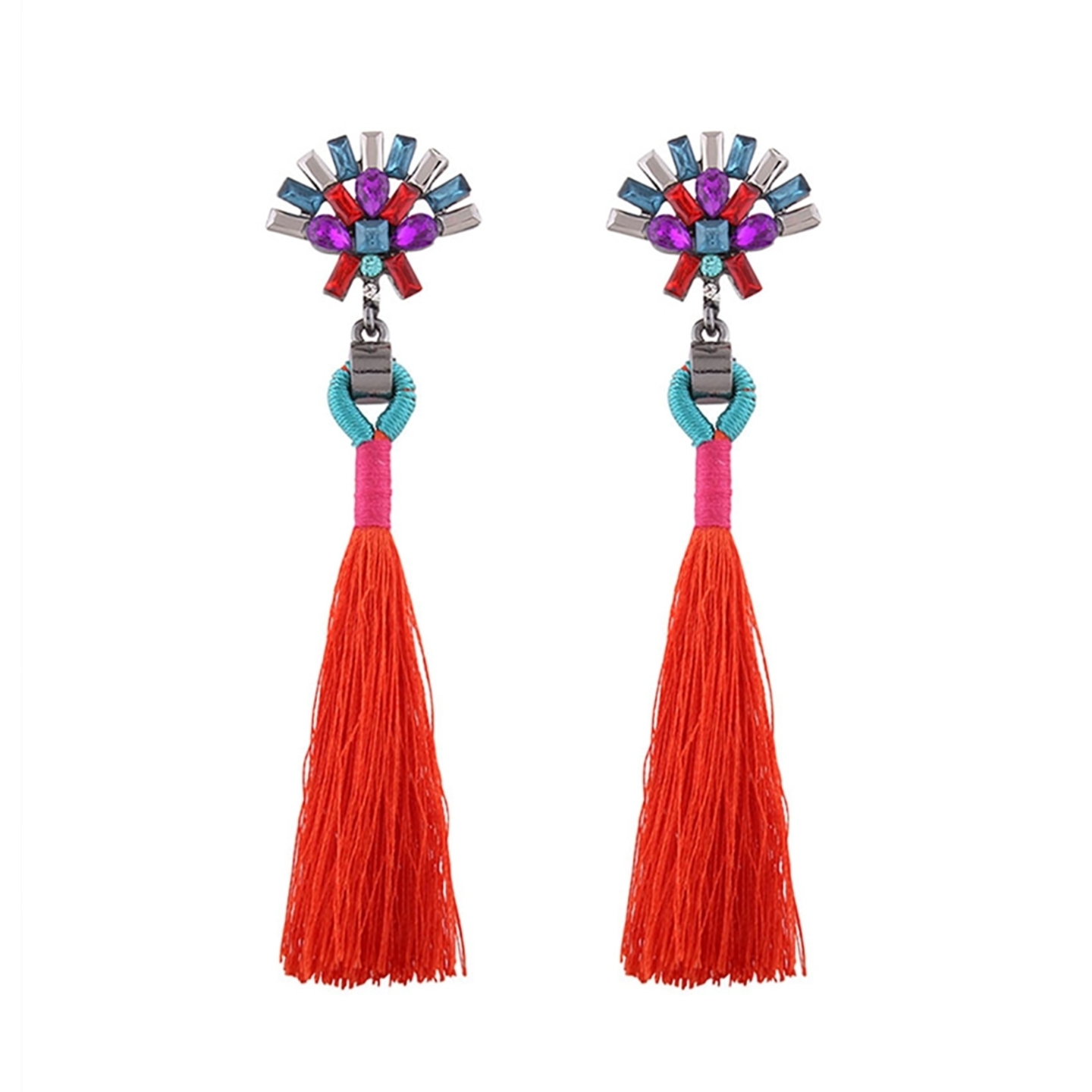 Rosella Rhythm Tassel Earrings in Red