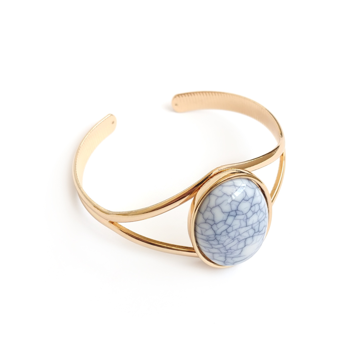 Torina Statement Cuff Bangle in White Marble