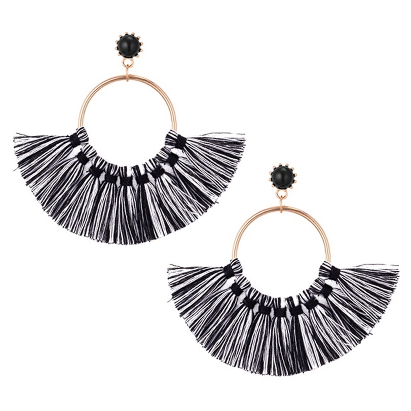 Derica Fringe Loop Earrings in Mono
