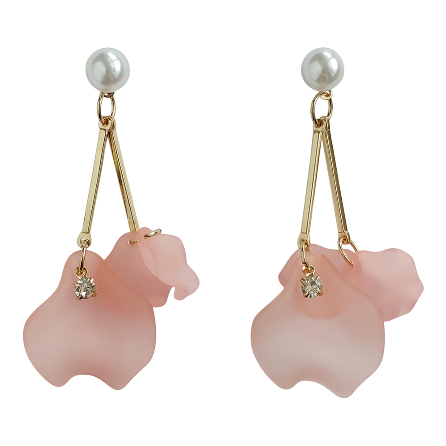 Baxter Short Drop Floral Earrings in Pink