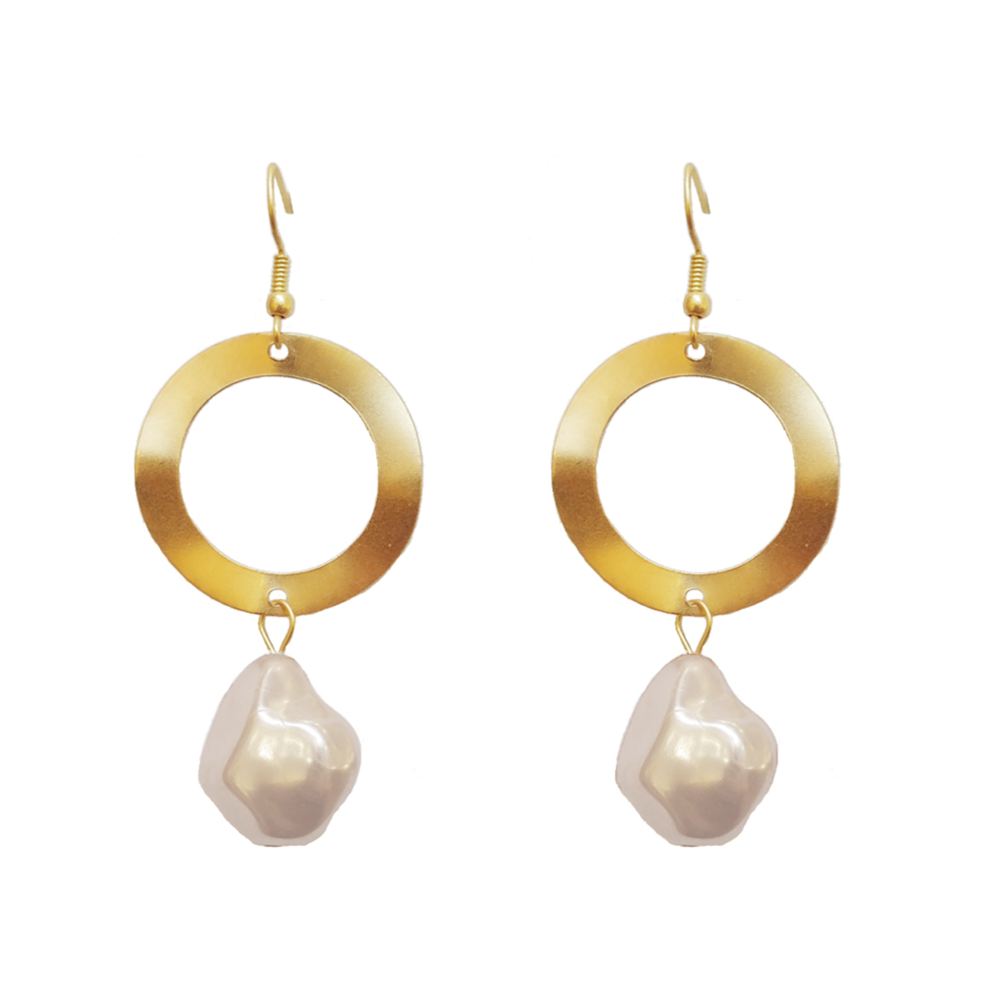 Fionda Loop & Pearl Earrings in White