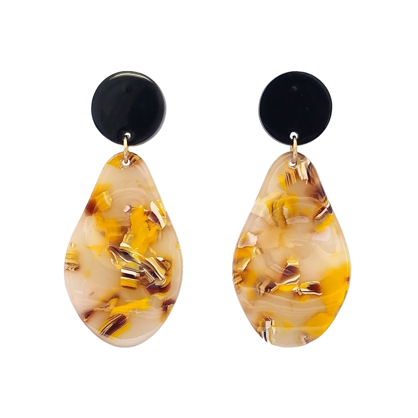 Shauna Resin Swirl Earrings in Yellow