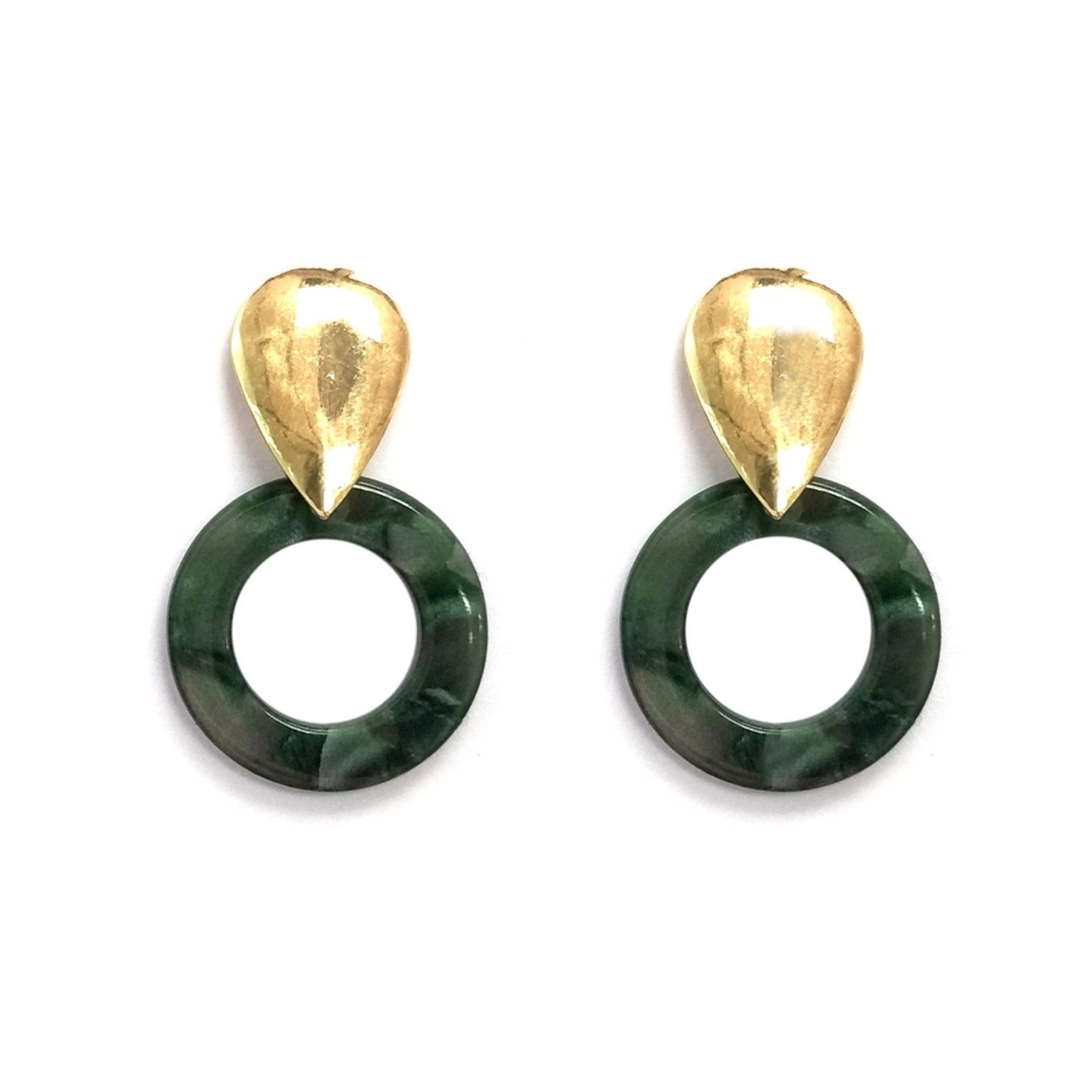 Ladro Earrings in Green Marble