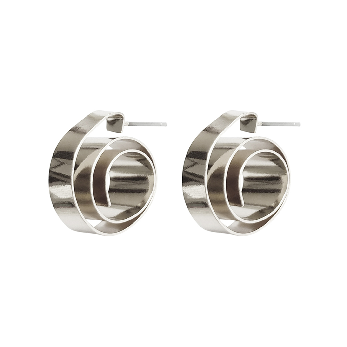 Emmarie Spiral Ribbon Studs in Silver