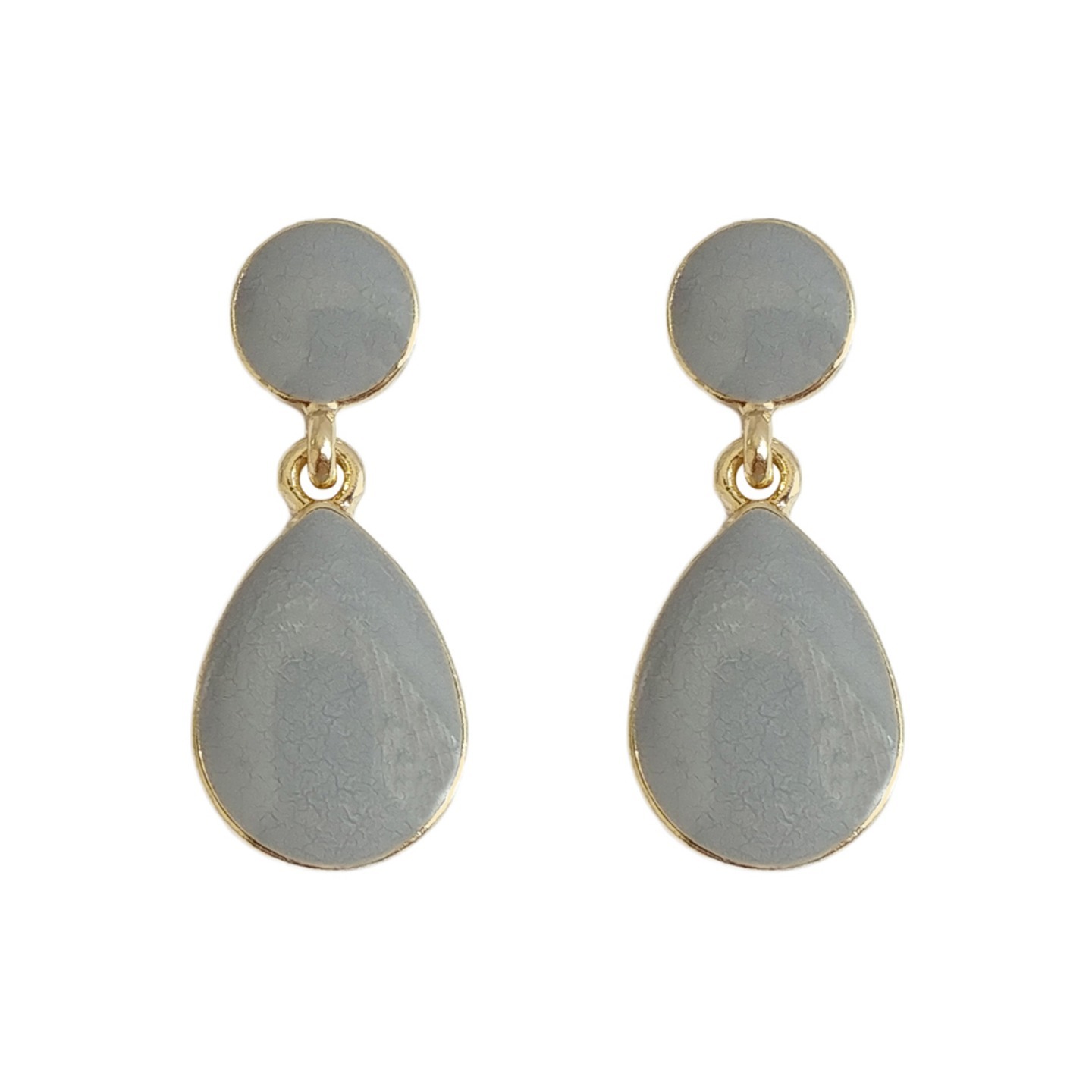 Maliah Enamel Teardrop Earrings in Grey