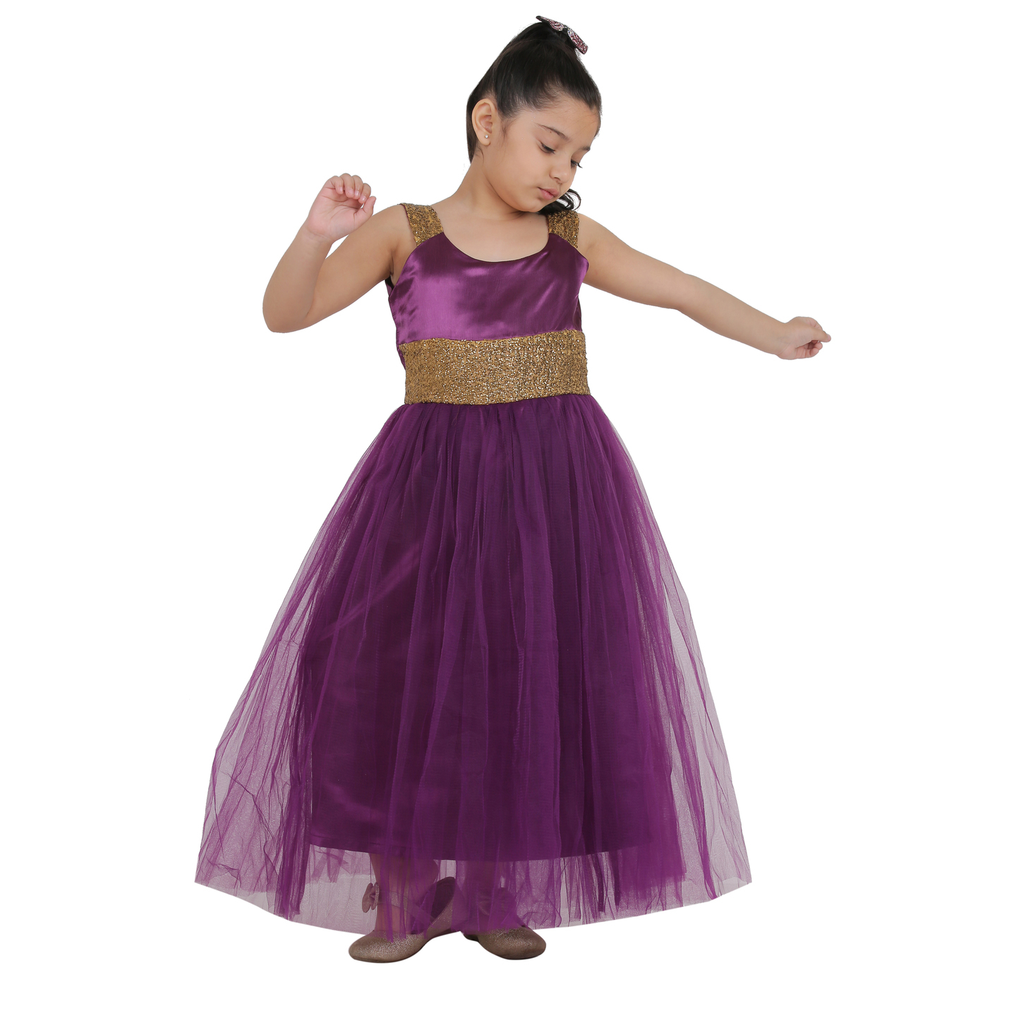 Barbie Girls MaxiFull Length FestiveWedding Dress  Purple, Sleeveless