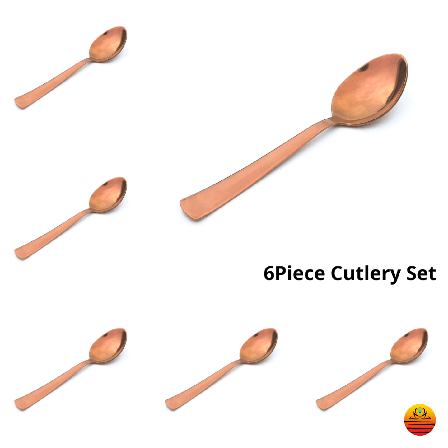 VMN-6 Pieces Master Spoon Set- 16cm-3 Colors- Mirror Polish Cutlery