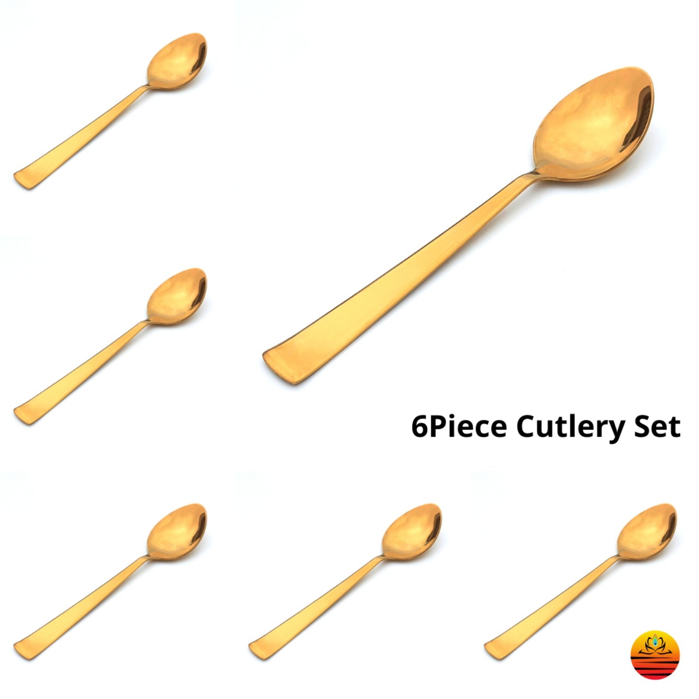 VMN-6 Pieces Tea Spoon Set  14cm-3 Colors- Mirror Polish Cutlery