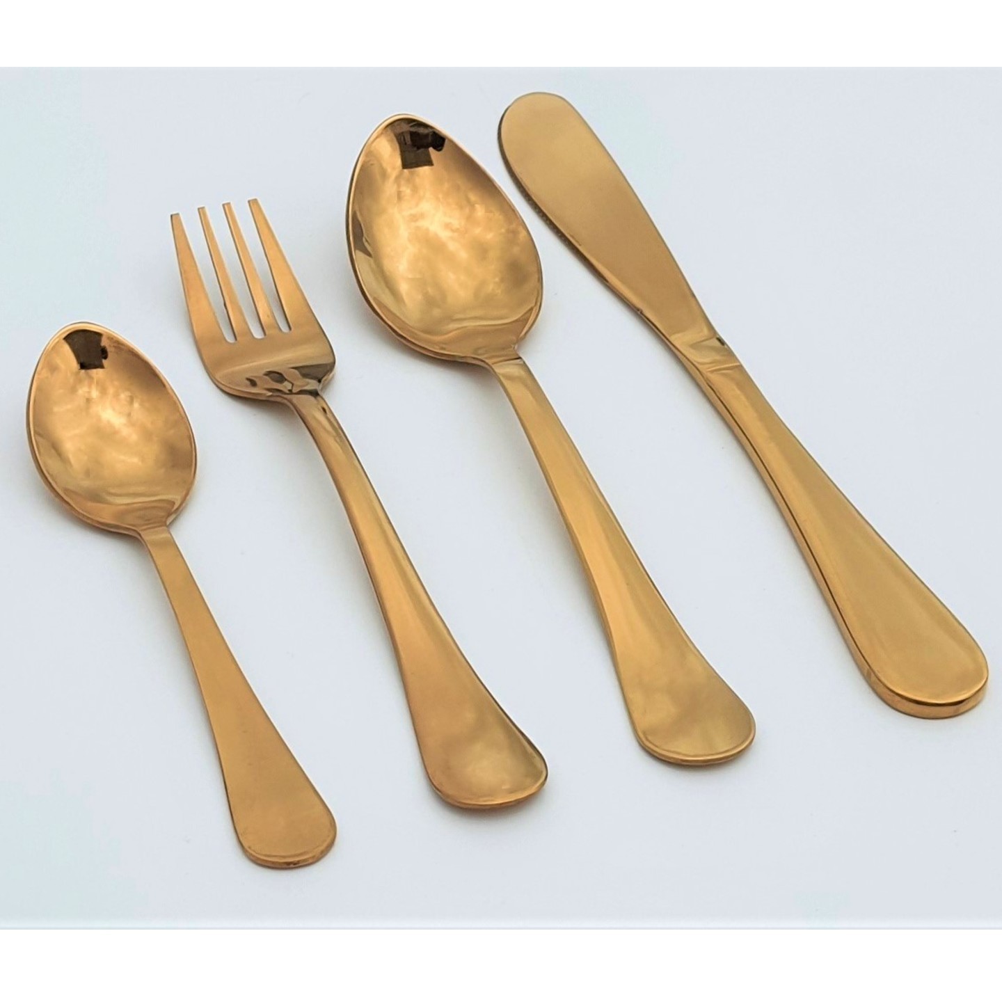 RGV-Classic Cutlery Set of 4Pc  Gold  Rose Gold  Silver Mirror Polish