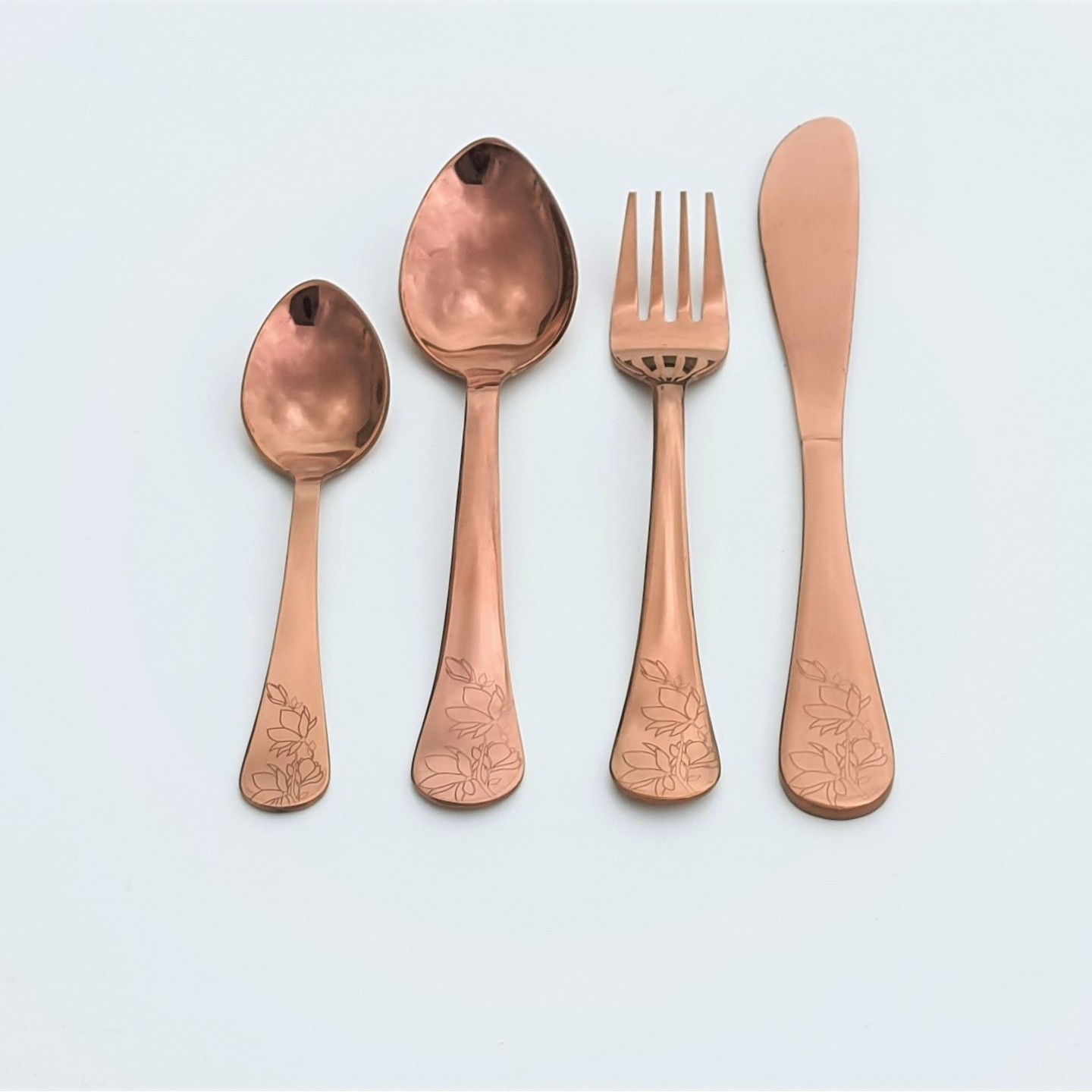 HMN-Classic Designer Cutlery Set of 4Pc  Gold  Rose Gold  Black  Silver Mirror Polish