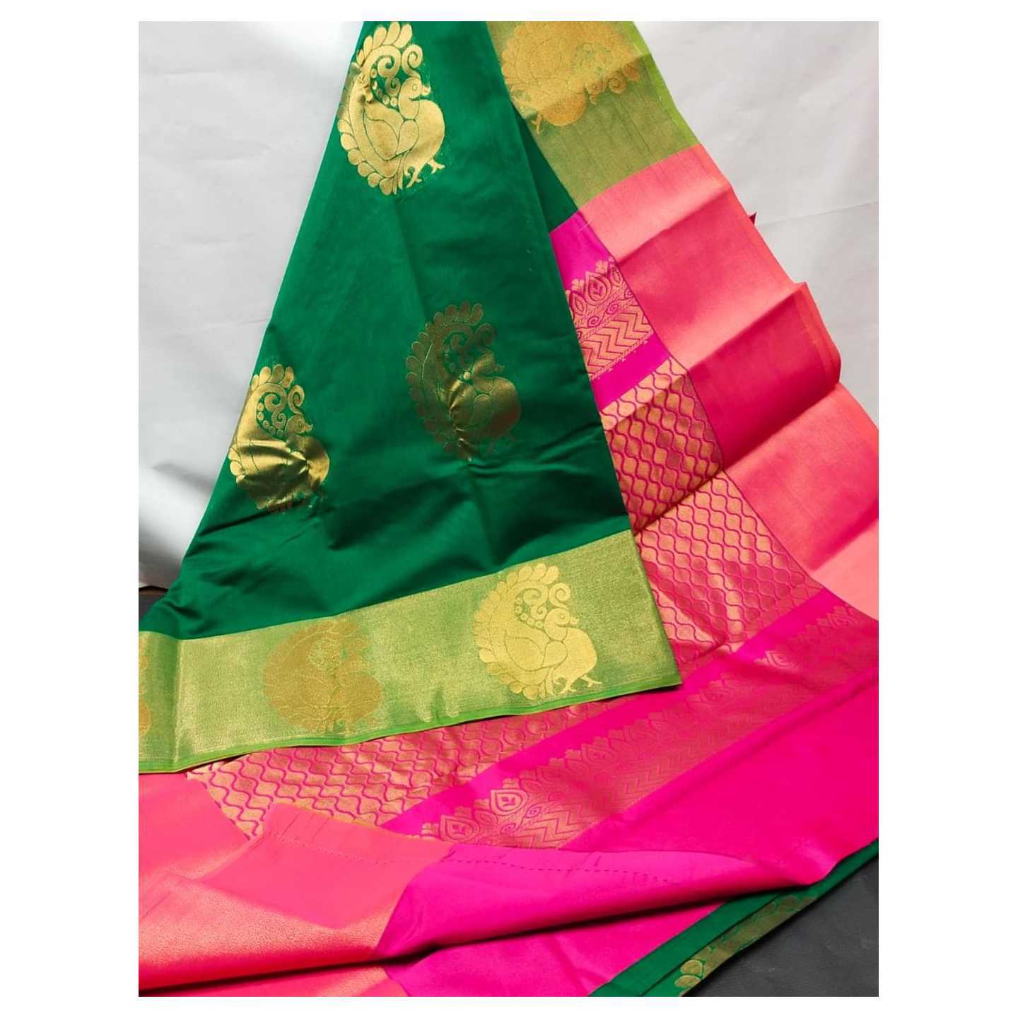 Venkateshwara textiles silk sarees Green and rose colour