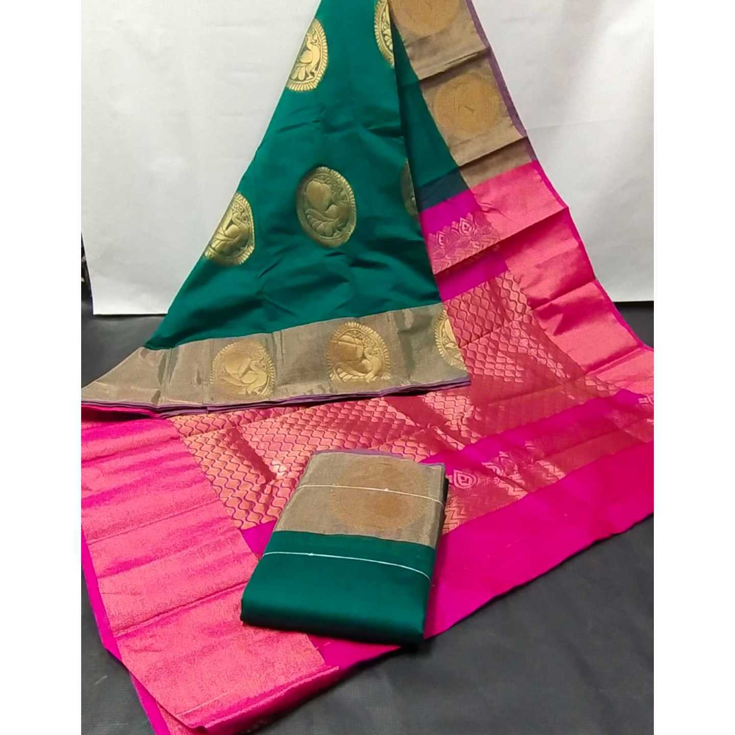 Shri Venkateshwara textiles silk sarees Green and rose colour pack of 1