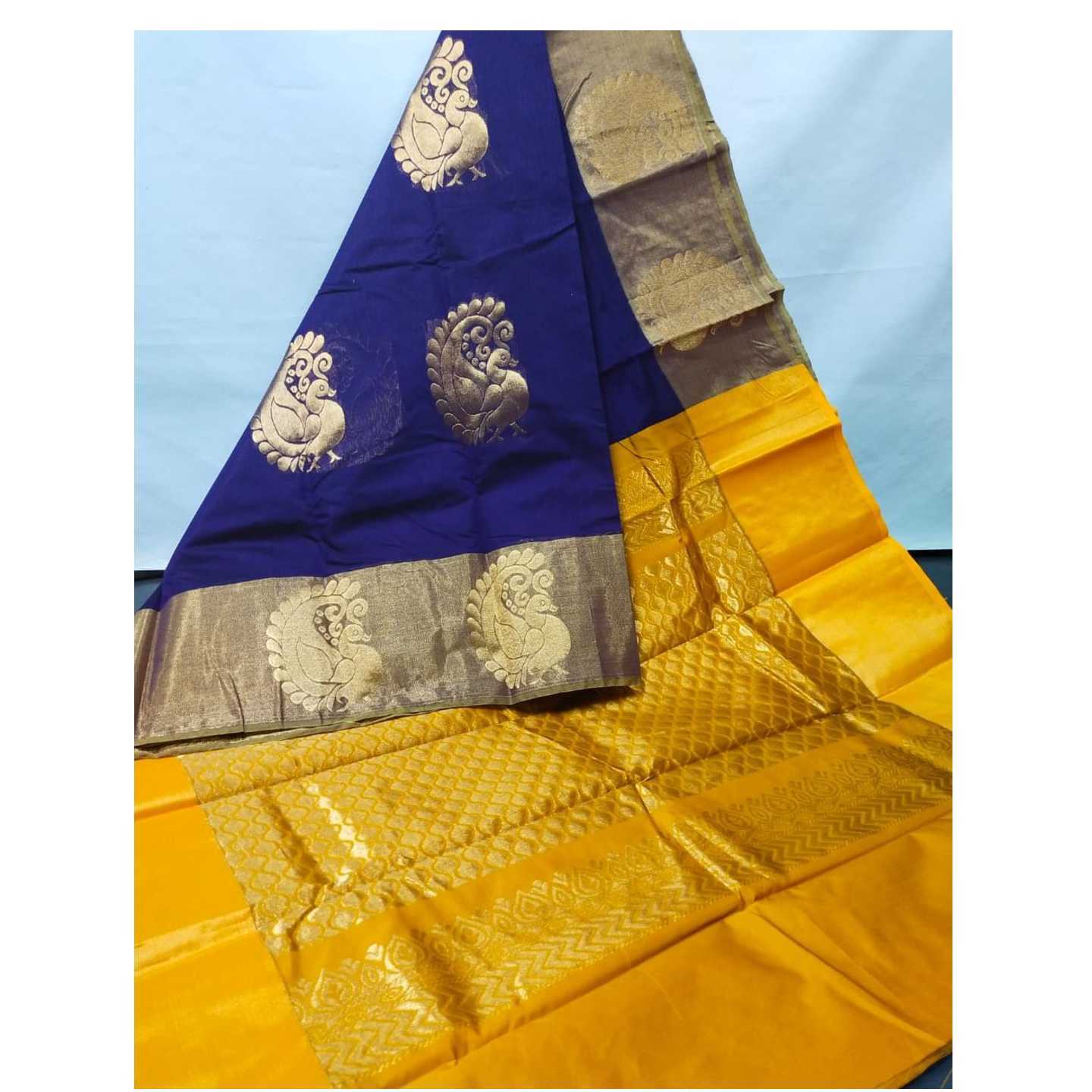 Venkateshwara textiles silk sarees Blue and yellow colour