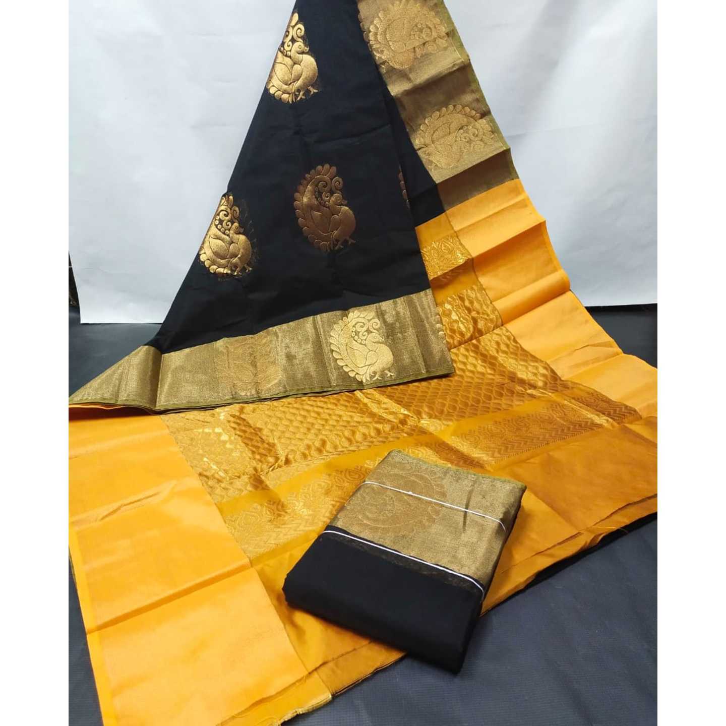 Shri Venkateshwara textiles silk sarees Black and Yellow colour